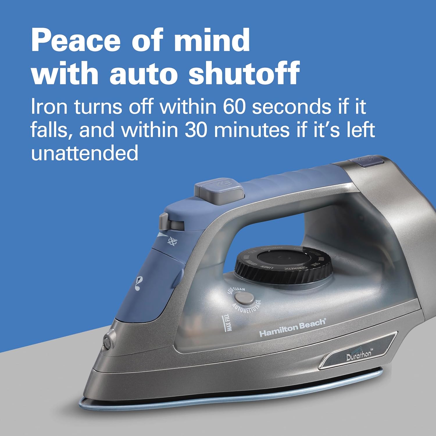 Steam Iron 1800W Vertical Steamer Durathon Soleplate Auto Shutoff