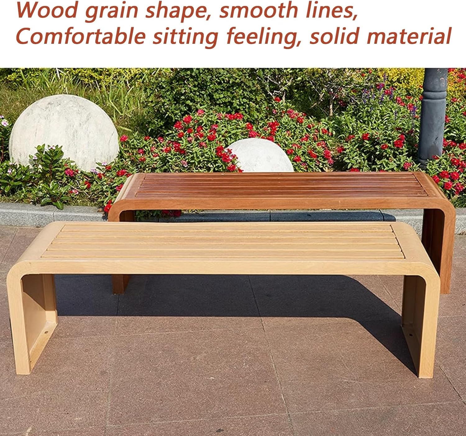 Weatherproof Garden Bench Backless Outdoor Patio Seat Steel Frame 100cm