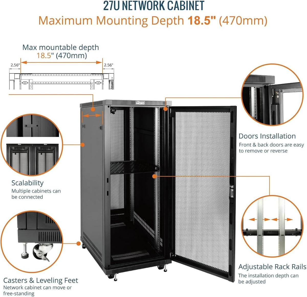 Free Standing Server Rack Setup 27U Free Standing Server Rack Cabinet with Mesh Door – Kwikley