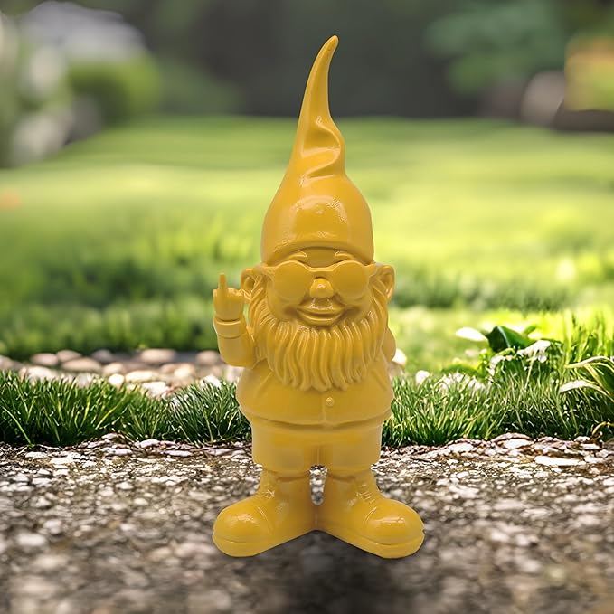 Swearing Gnome Statue Yellow 20cm Funny Home Decor Figurine