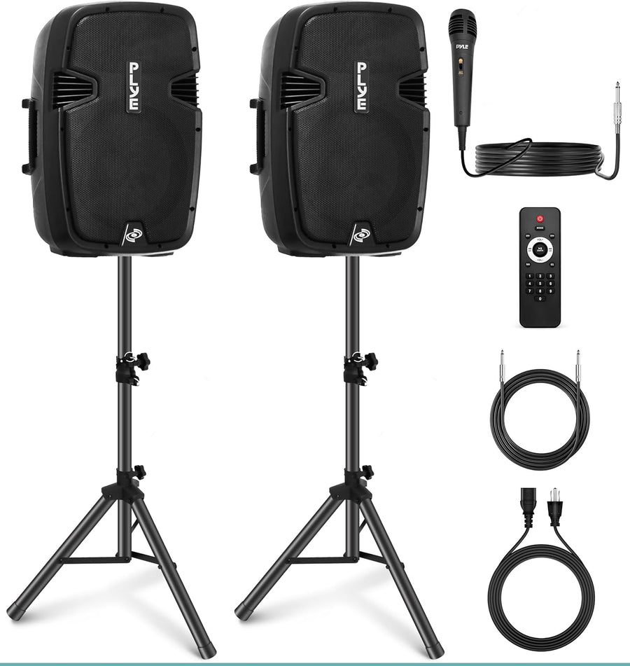 Portable PA Speaker System 1800W Bluetooth Karaoke Mic Stands