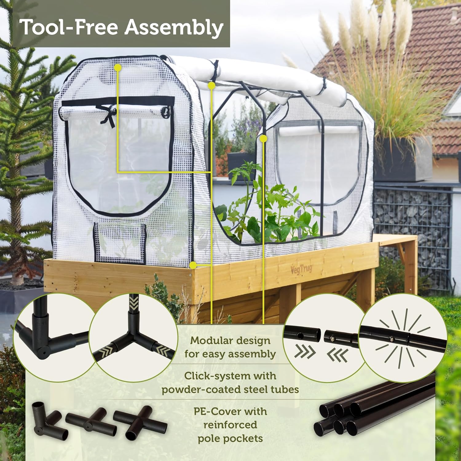 Medium Greenhouse Frame and Multi Cover Set 180cm White