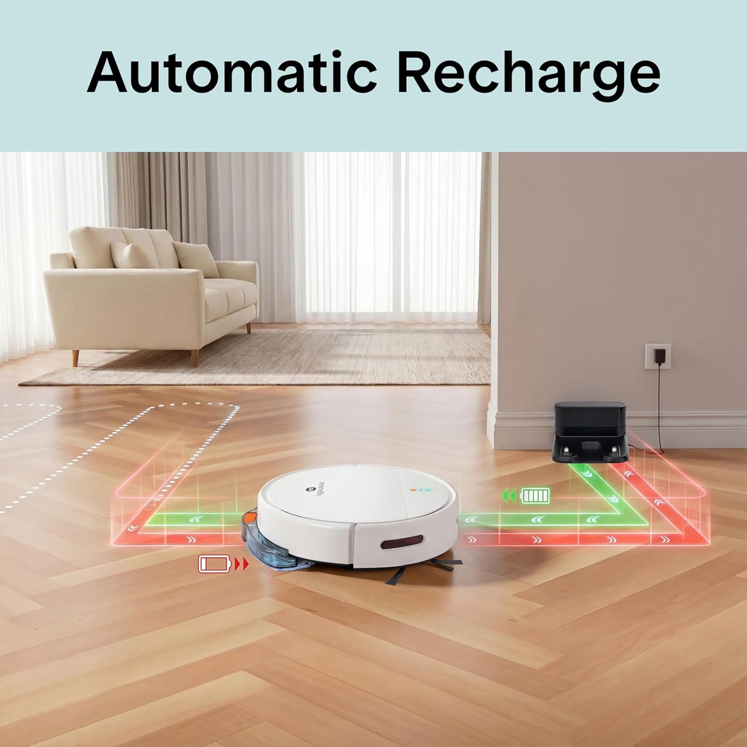Robot Vacuum Mop WiFi App Auto Recharge Pet Hair Carpet Clean