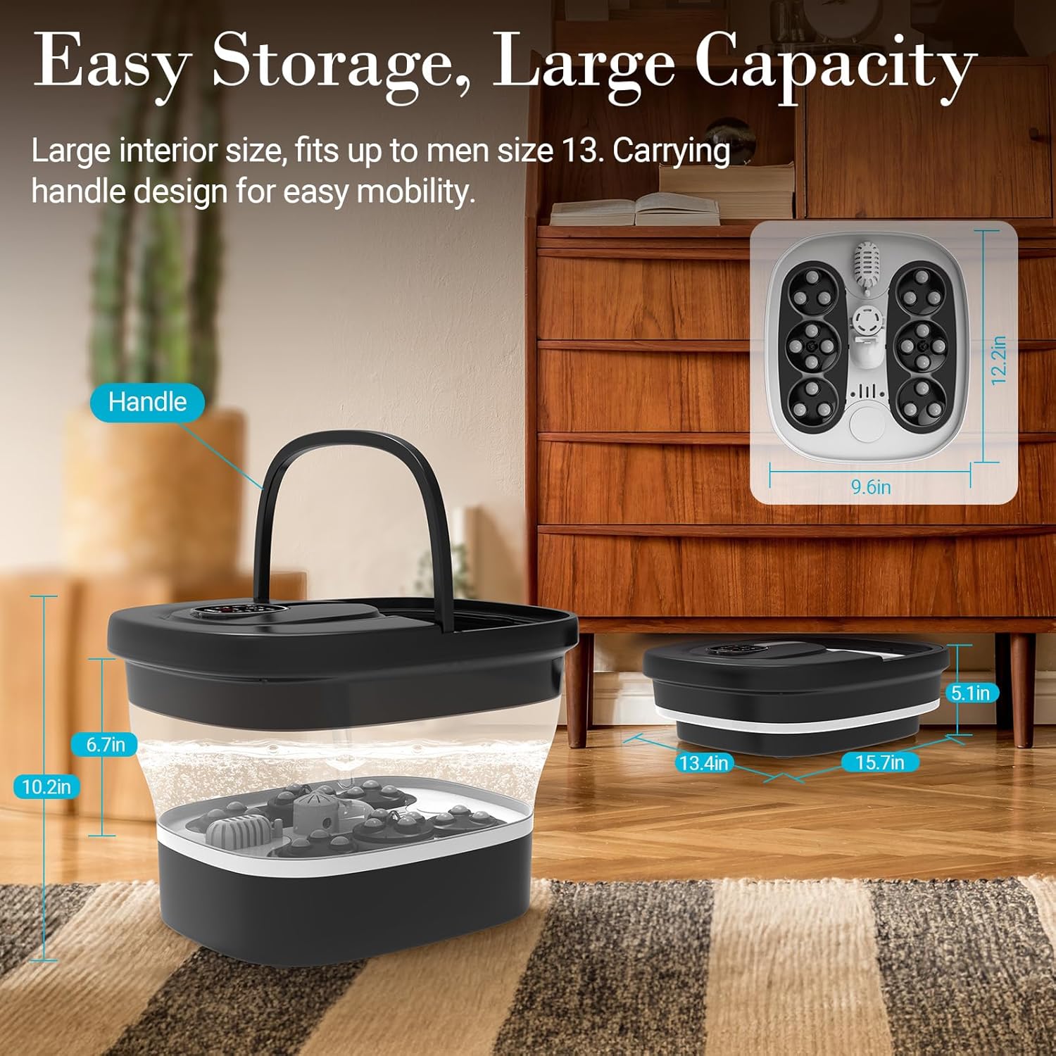 Electric Foot Spa Massager Heat Shiatsu Rollers Remote Foldable