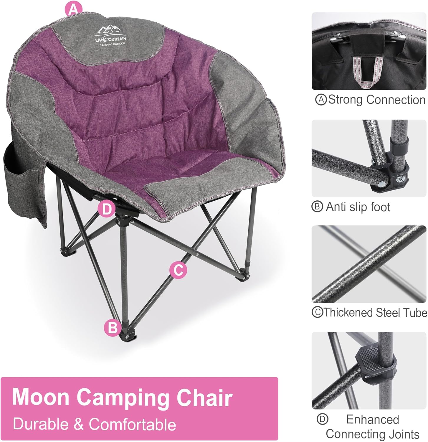 Moon Camping Chair Round Folding Cooler Purple