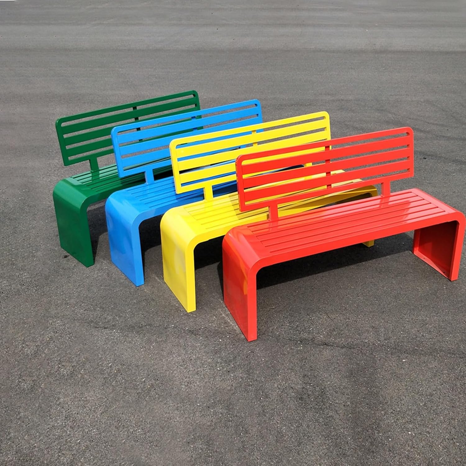 3 Seater Metal Garden Bench 150cm Weatherproof Patio Seat Yellow