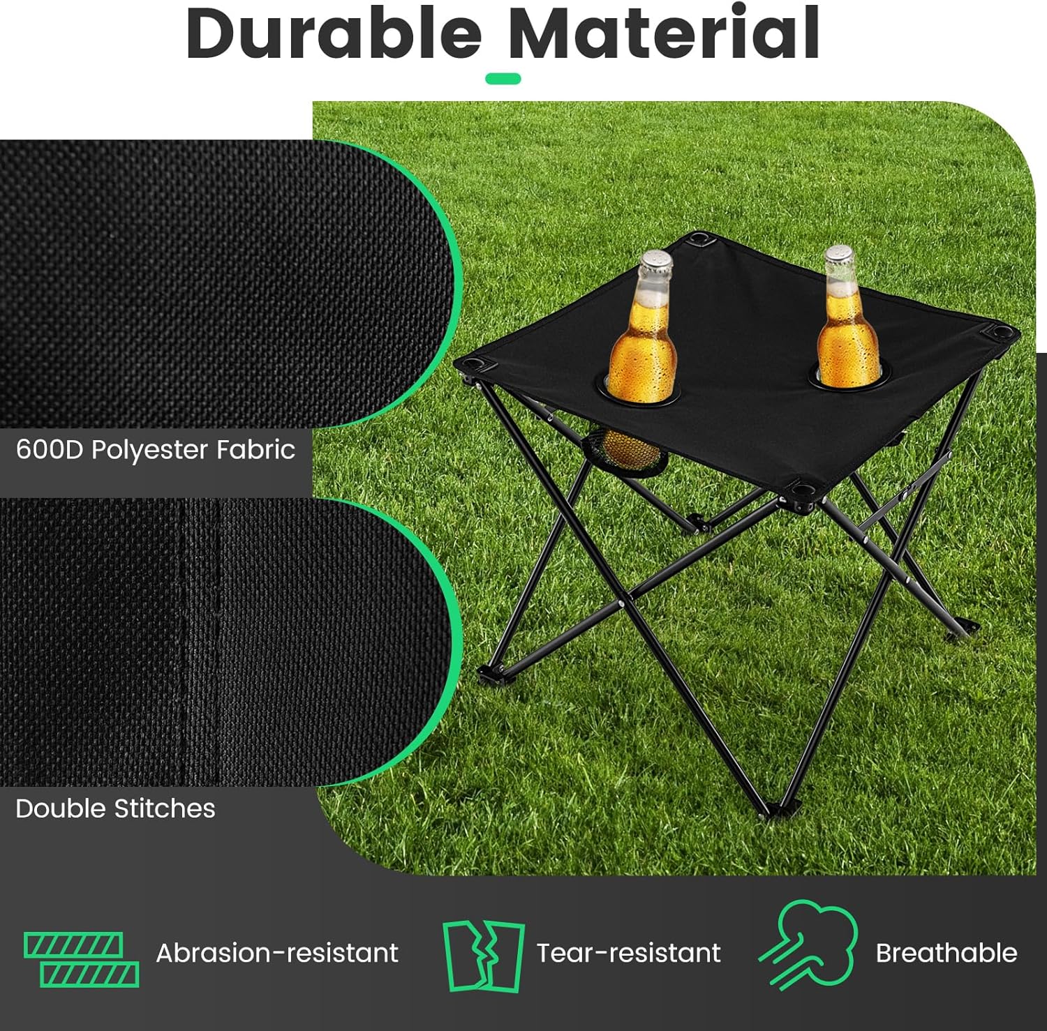 3 Piece Folding Camping Chairs and Table Set Portable