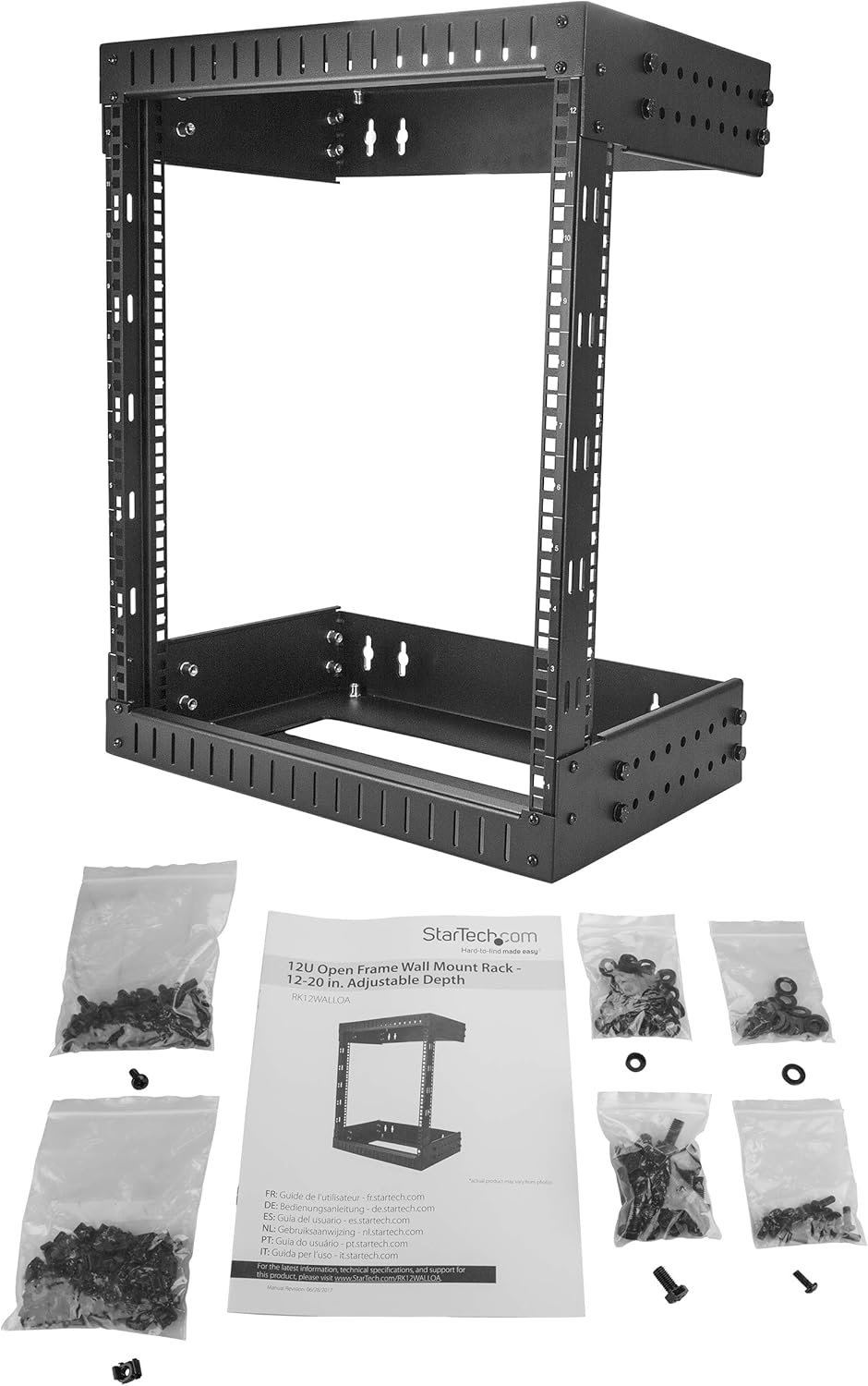 12U Wall Mount Network Rack 19 Inch Adjustable Open Frame