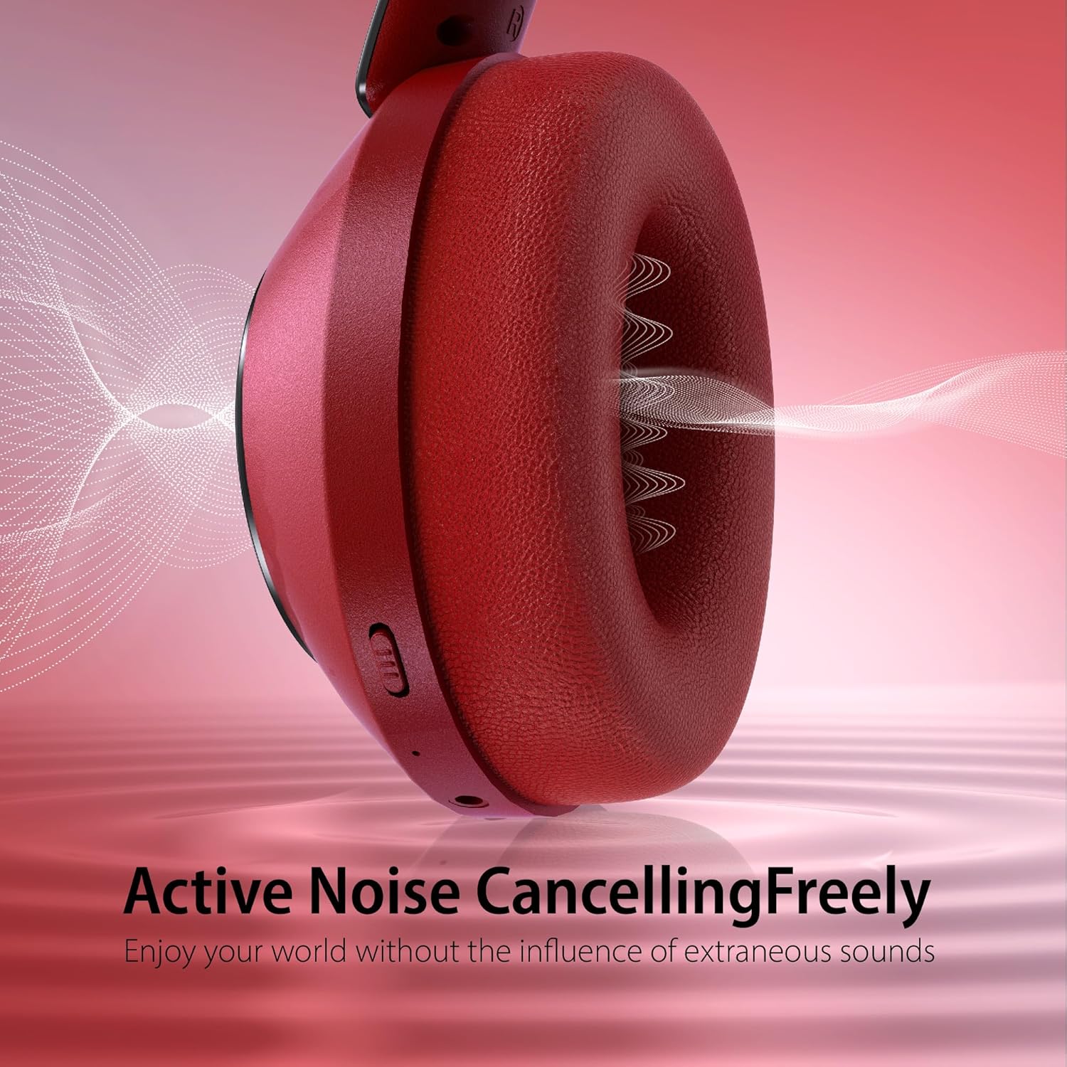 Wireless Noise Cancelling Over Ear Headphones 100Hr Battery Red