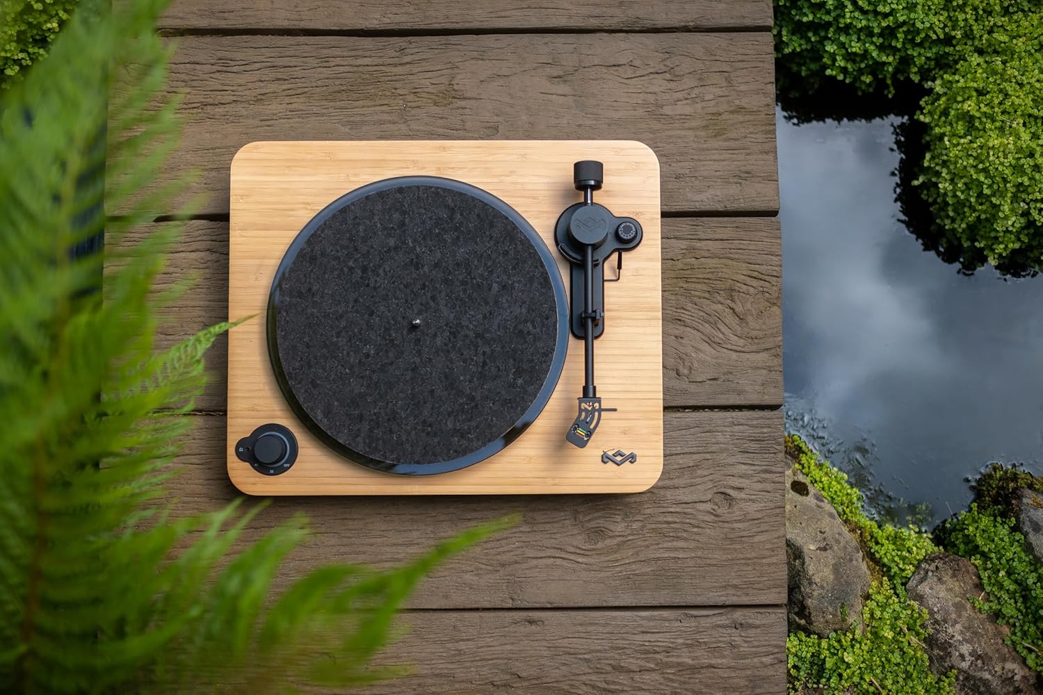 Bamboo Bluetooth Turntable Glass Platter 2 Speed