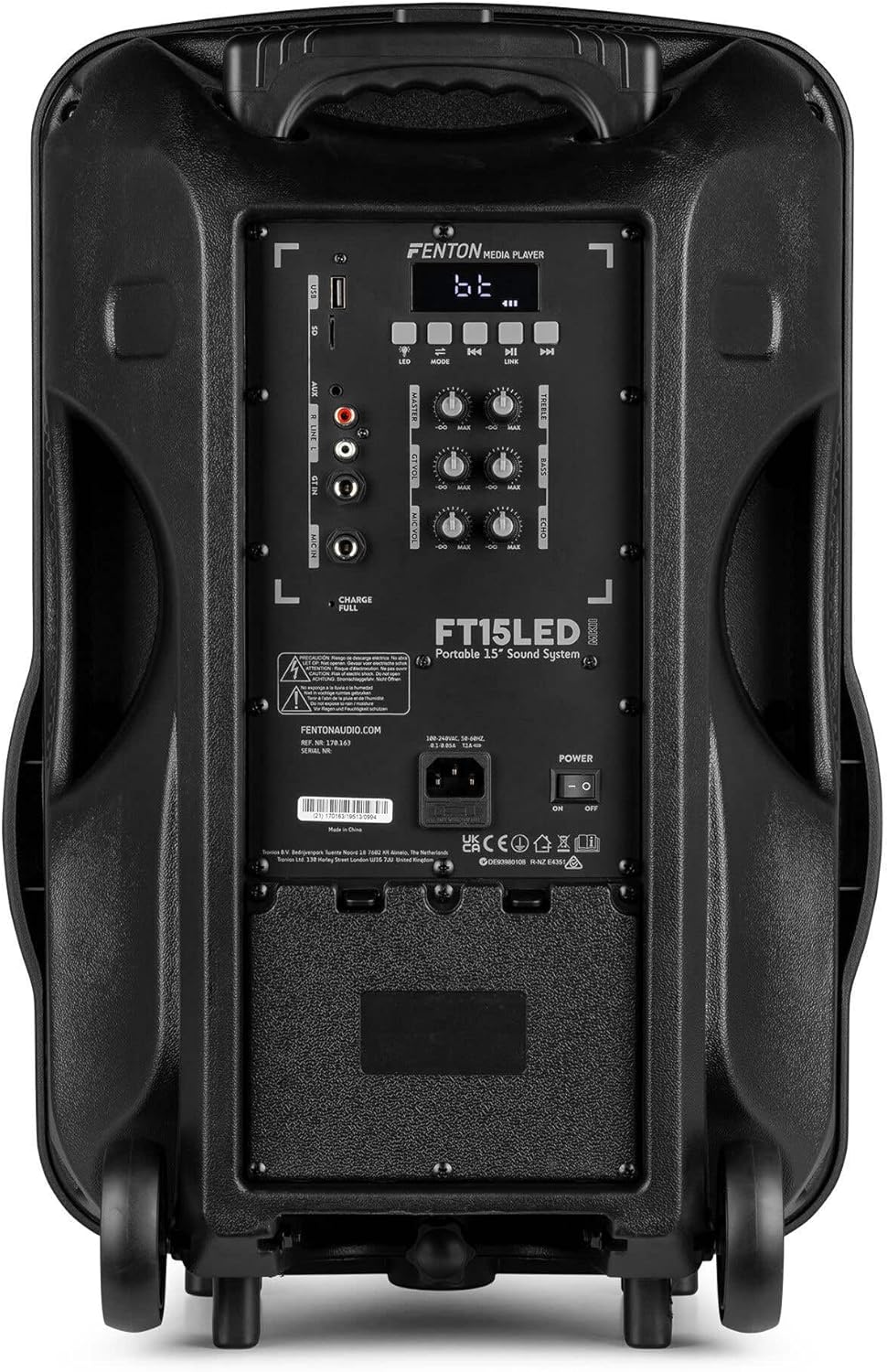Portable PA Speaker 800W 15 Inch Bluetooth Karaoke Mic