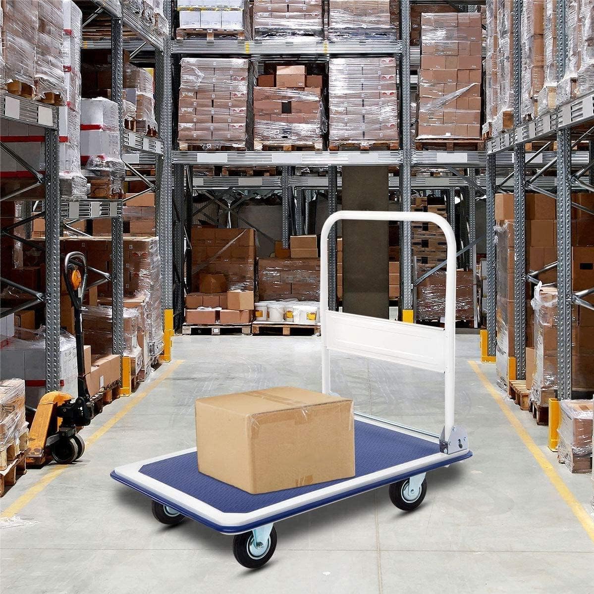 Heavy Duty Platform Trolley 300KG Flatbed Cart Blue