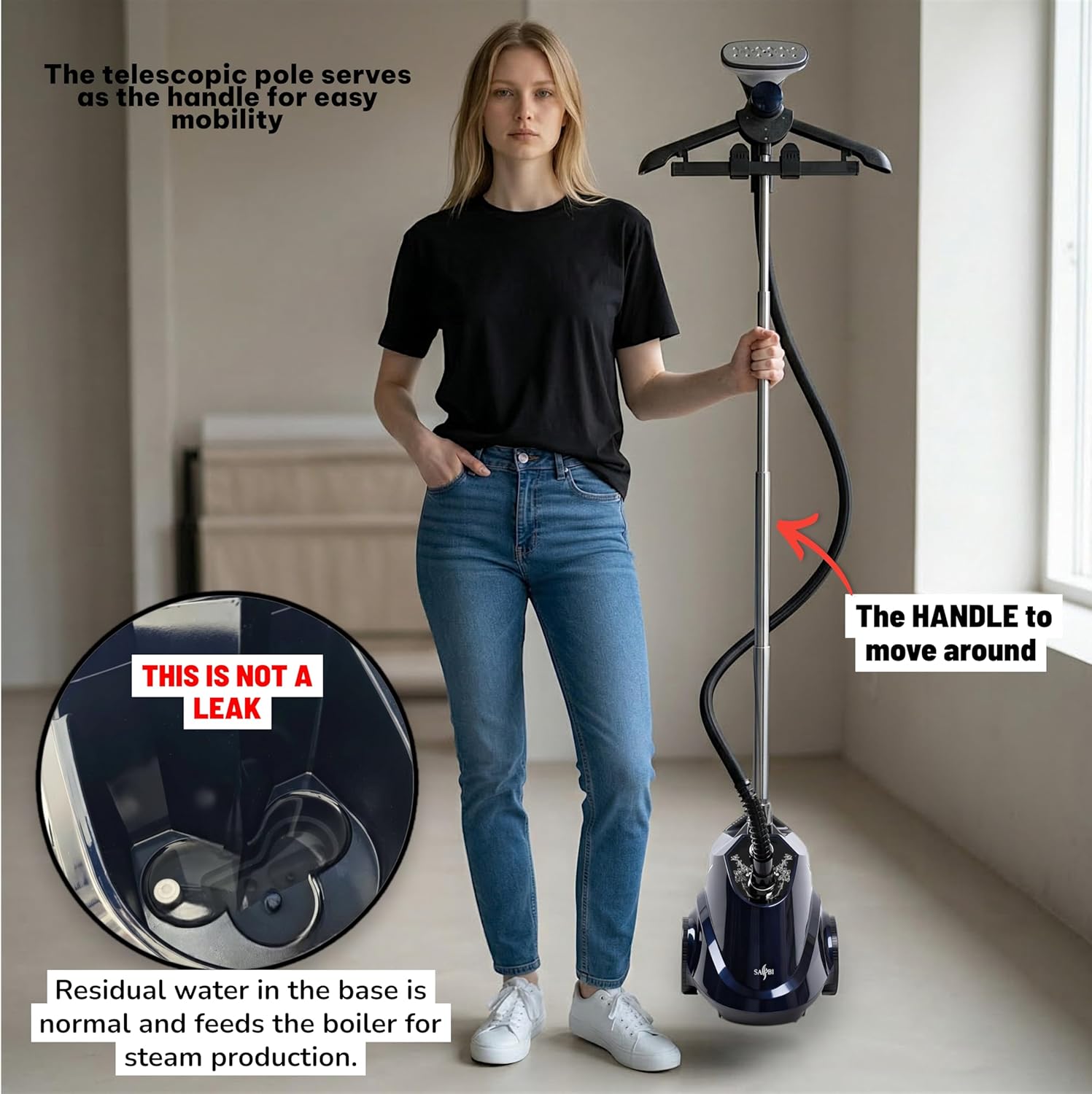 Standing Garment Steamer 2350W Professional Clothes Steamer 3.8L Tank