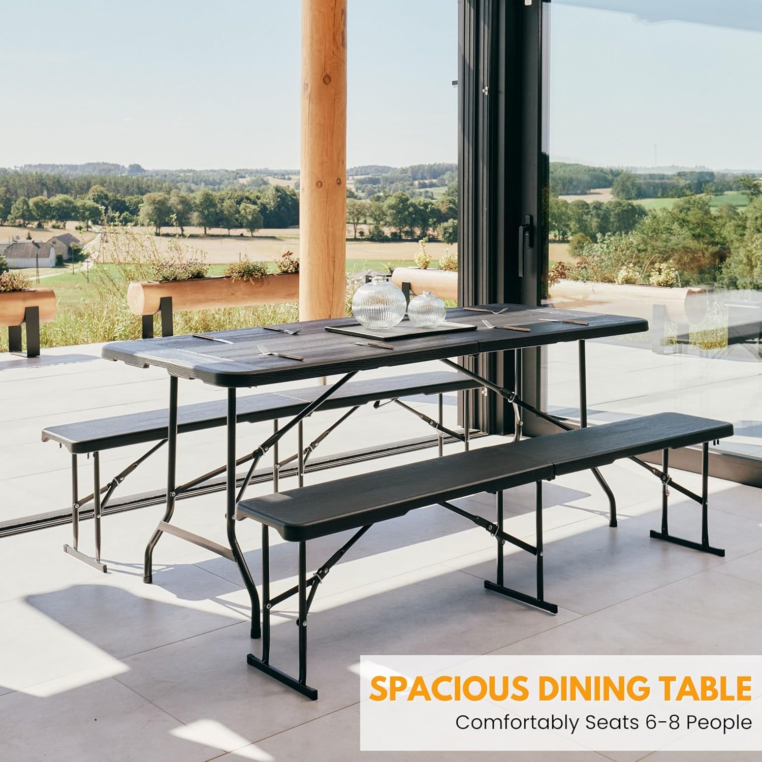 6ft Folding Table & Bench Set Portable Picnic Party BBQ Set