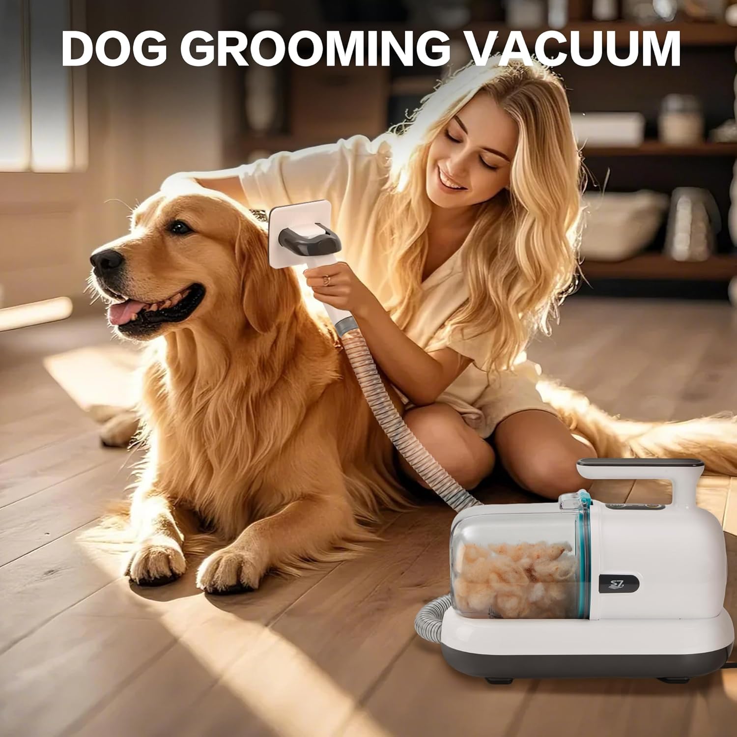 Dog Grooming Vacuum Kit High Suction 5 in 1 Low Noise White