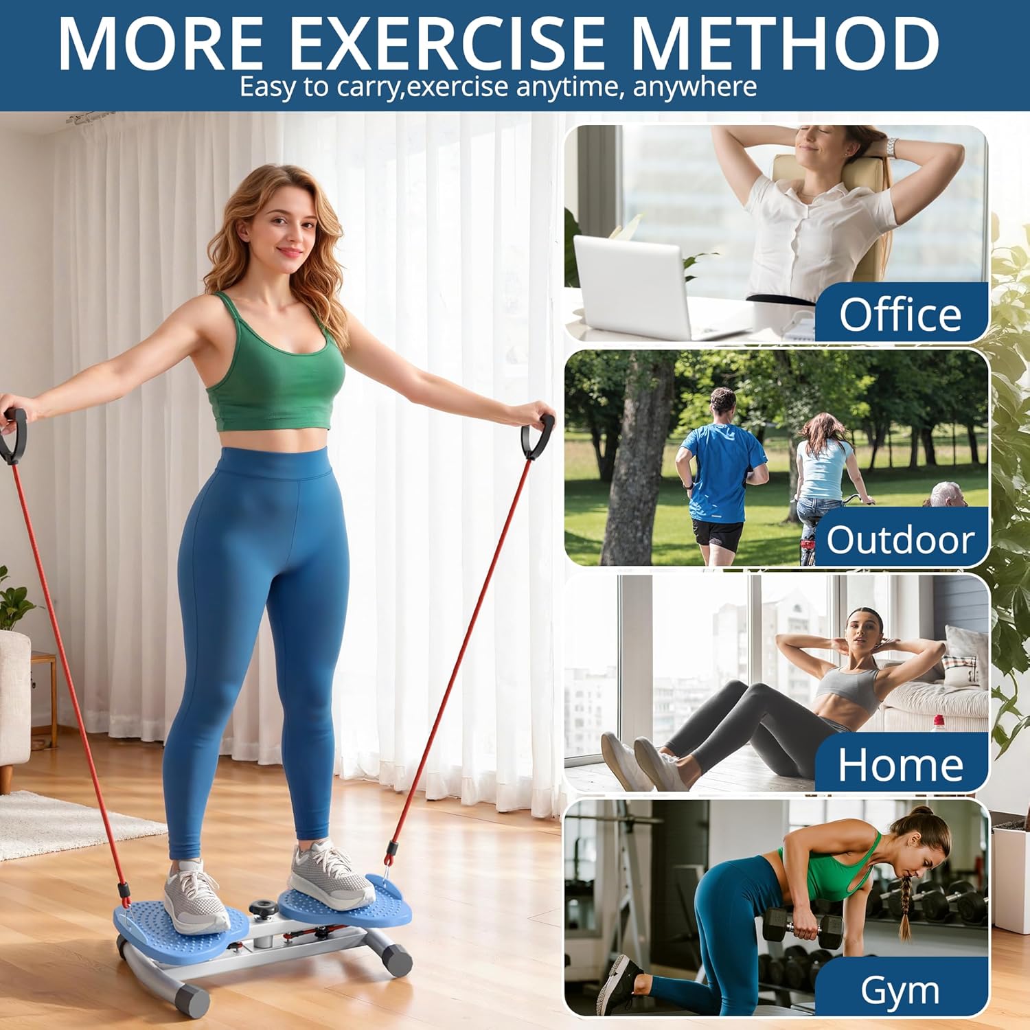 Waist Twisting Board Fitness Machine w/ Resistance Bands Core Trainer