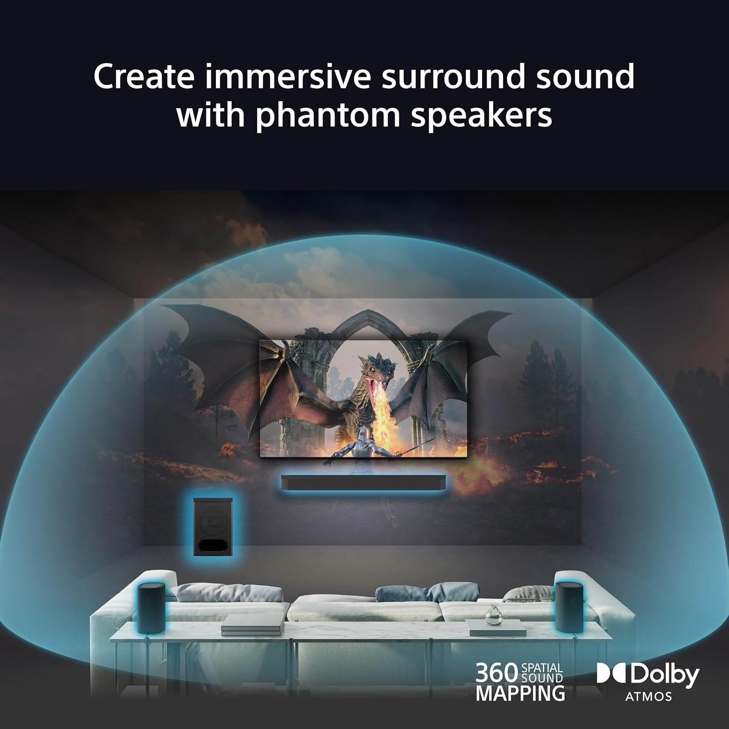 Wireless Rear Speakers 100W 360 Spatial Surround Home Theater