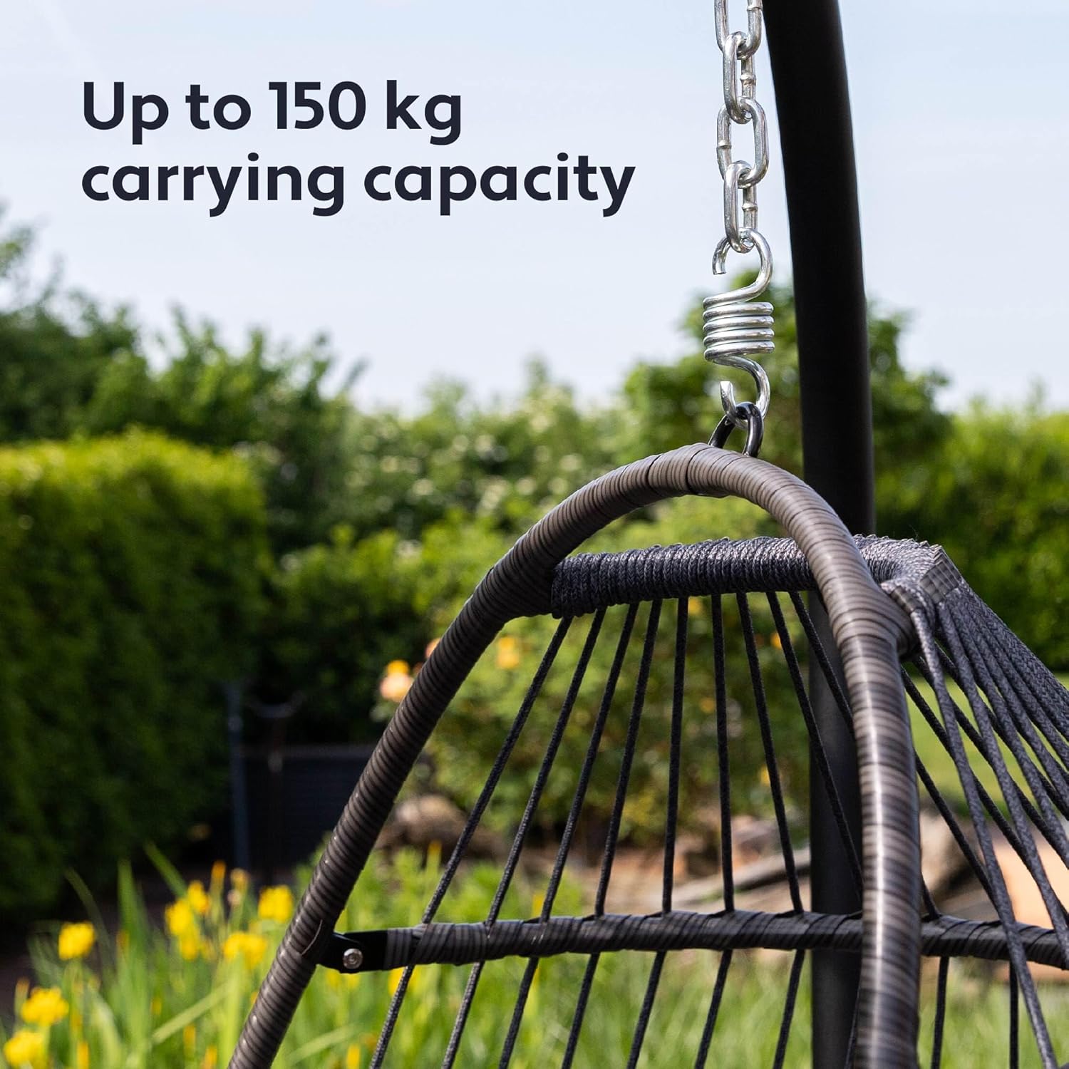 Foldable Hanging Egg Chair with Stand Cushion Light Grey