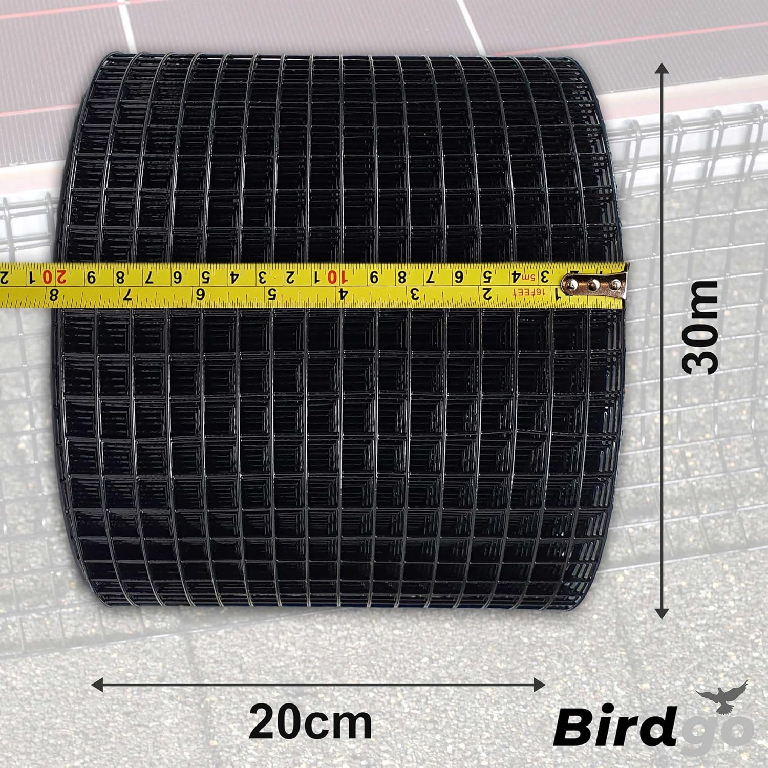 30M Black PVC Solar Panel Bird Proof Mesh Pigeon Barrier