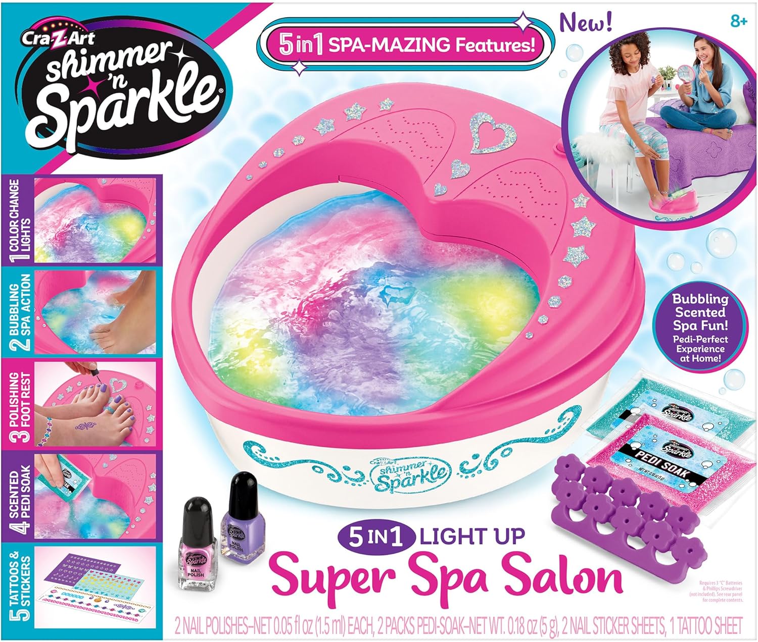 Kids Foot Spa Pedicure Kit Light Up Salon Foot Bath 5 in 1