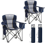 Set of 2 Heavy Duty Folding Camping Chairs 200kg Cooler Cup Holder