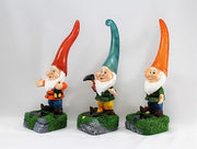 3Pcs Solar Garden Gnomes 29cm Light Up Resin Outdoor Set