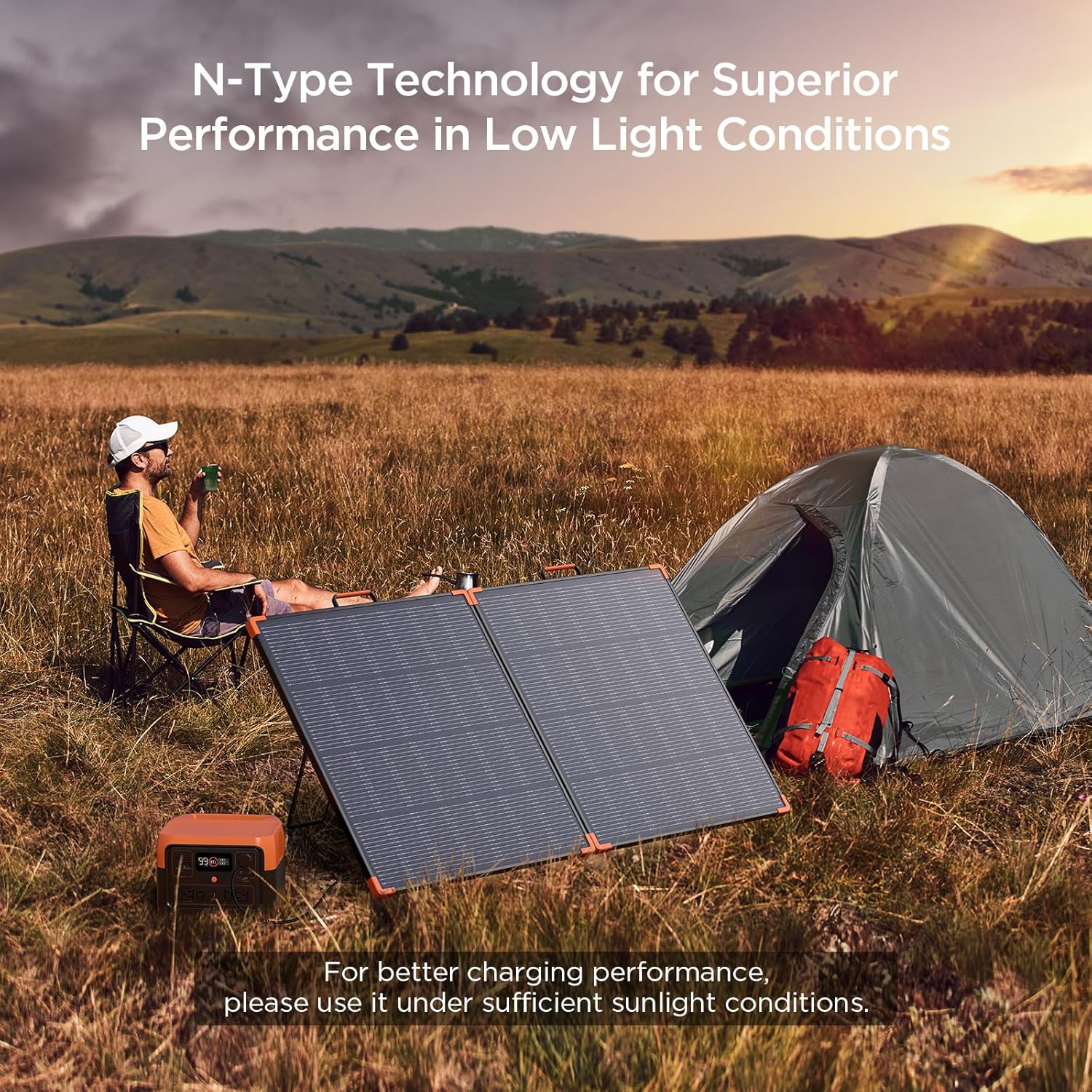 180W Foldable Solar Panel N Type IP68 RV Camping Charger