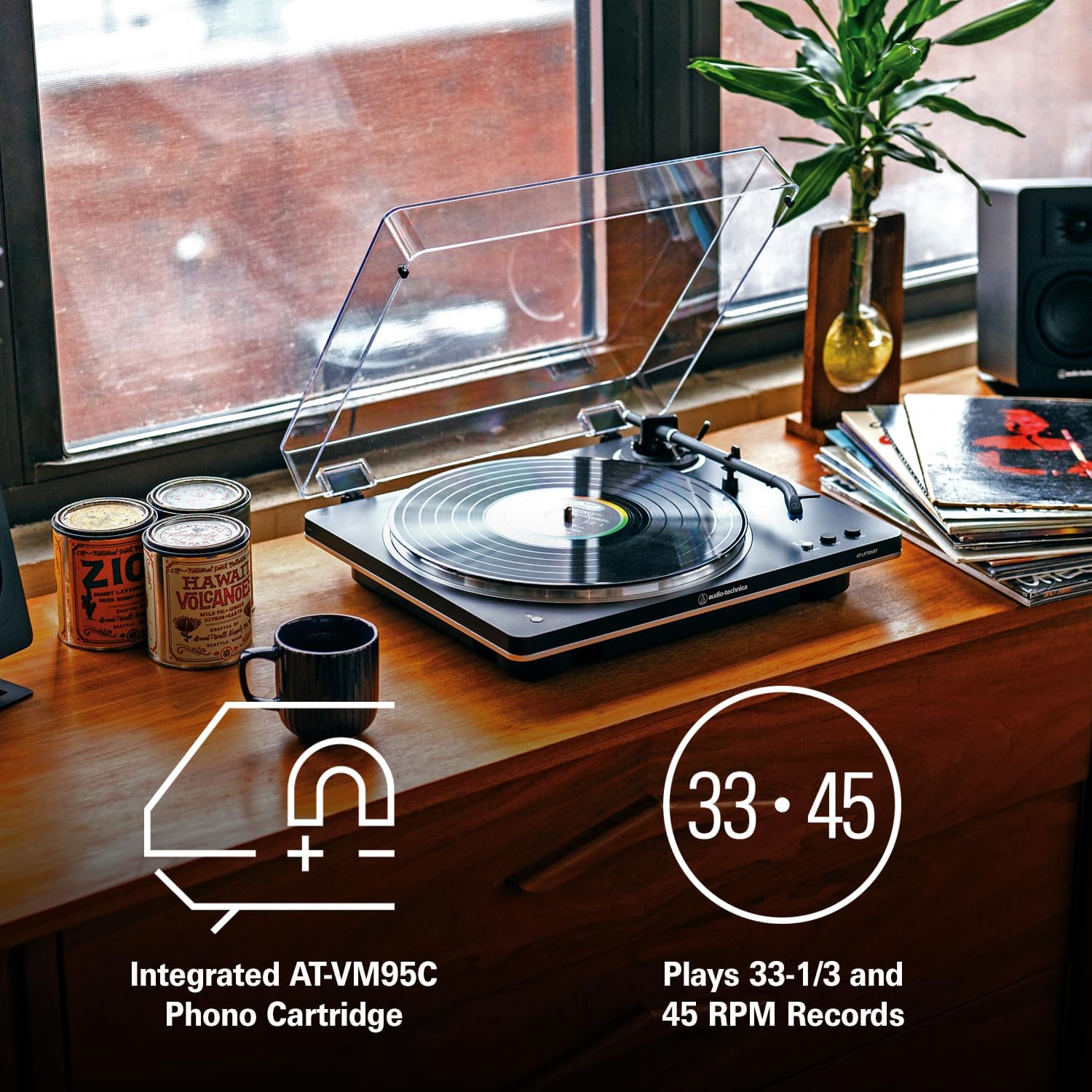 Wireless Automatic Turntable with Bluetooth Black Silver