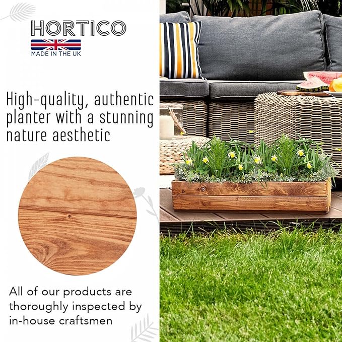 Set of 2 Wooden Garden Planters Window Box 76cm Rustic