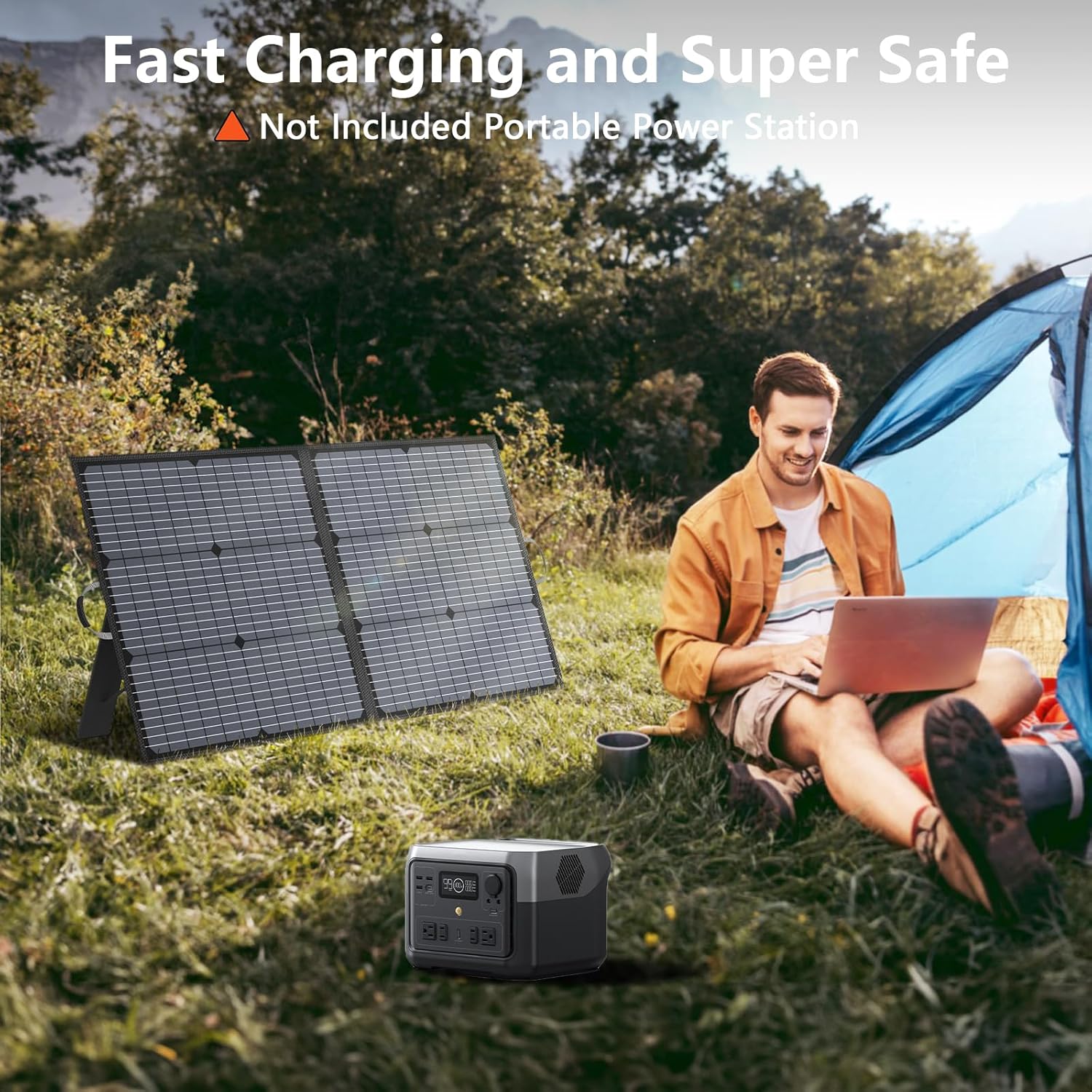 110W Portable Foldable Solar Panel 20V IP67 Waterproof Camping Charger