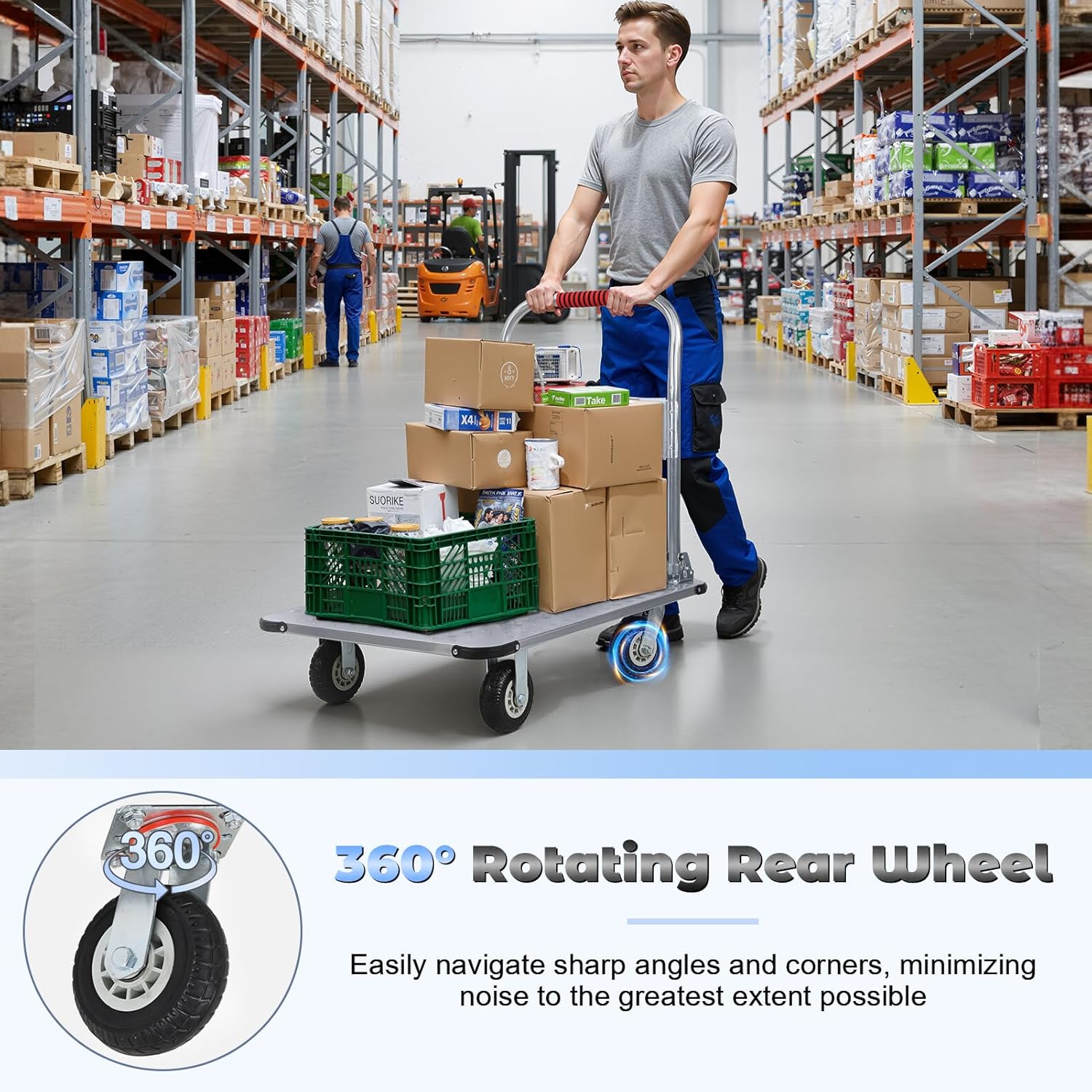 2000lbs Foldable Steel Platform Truck Flatbed Push Cart