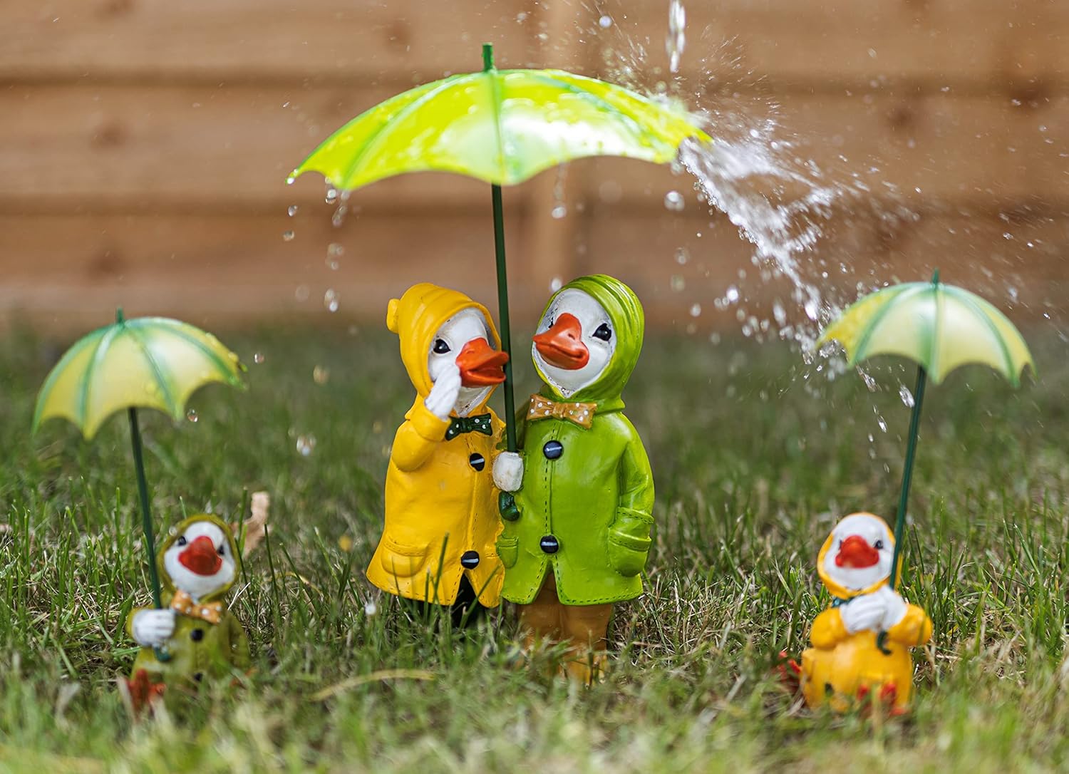 Duck Garden Ornaments Set Umbrella Resin Outdoor Patio Decor