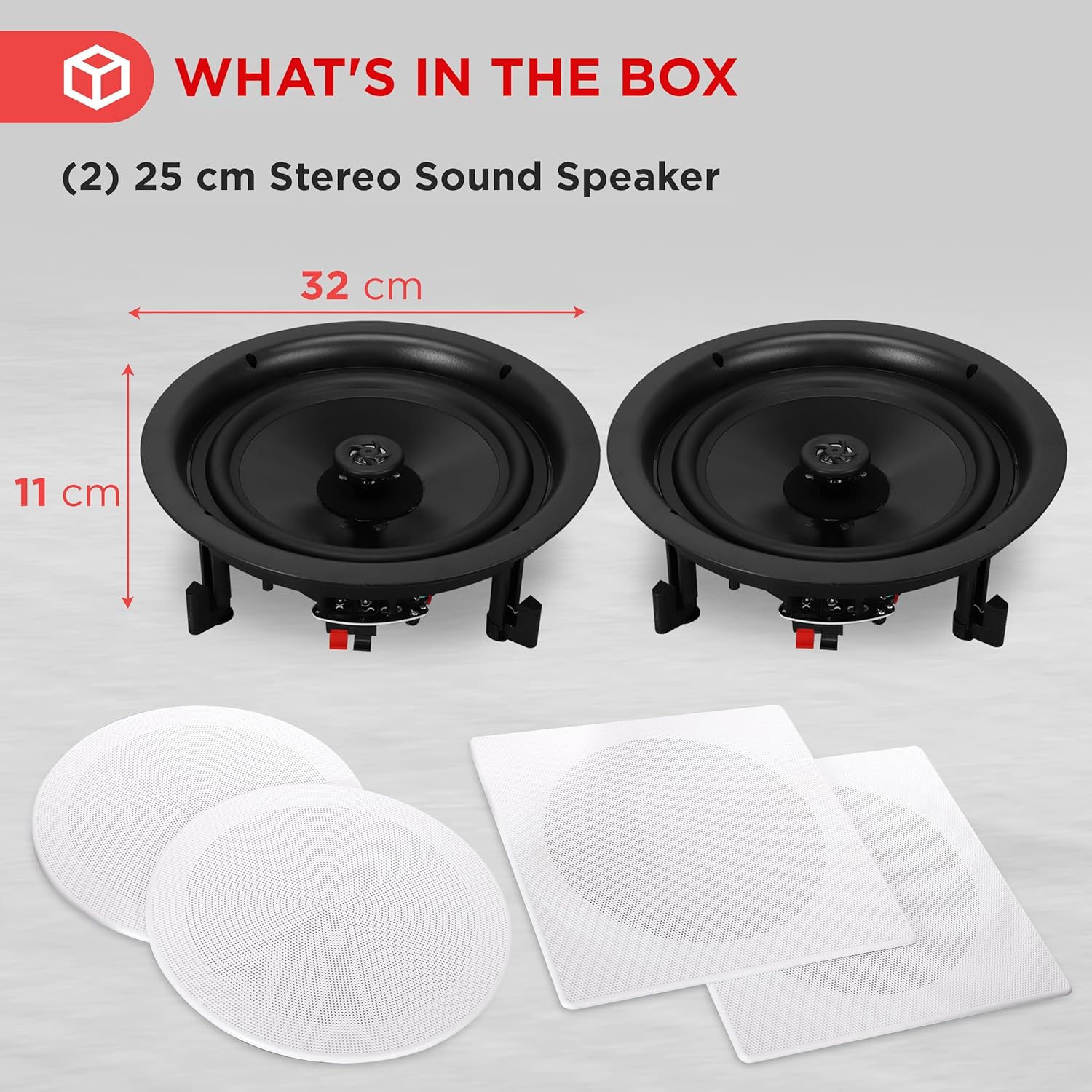 10 Inch In Ceiling Wall Speakers 300W Flush Mount Stereo Pair