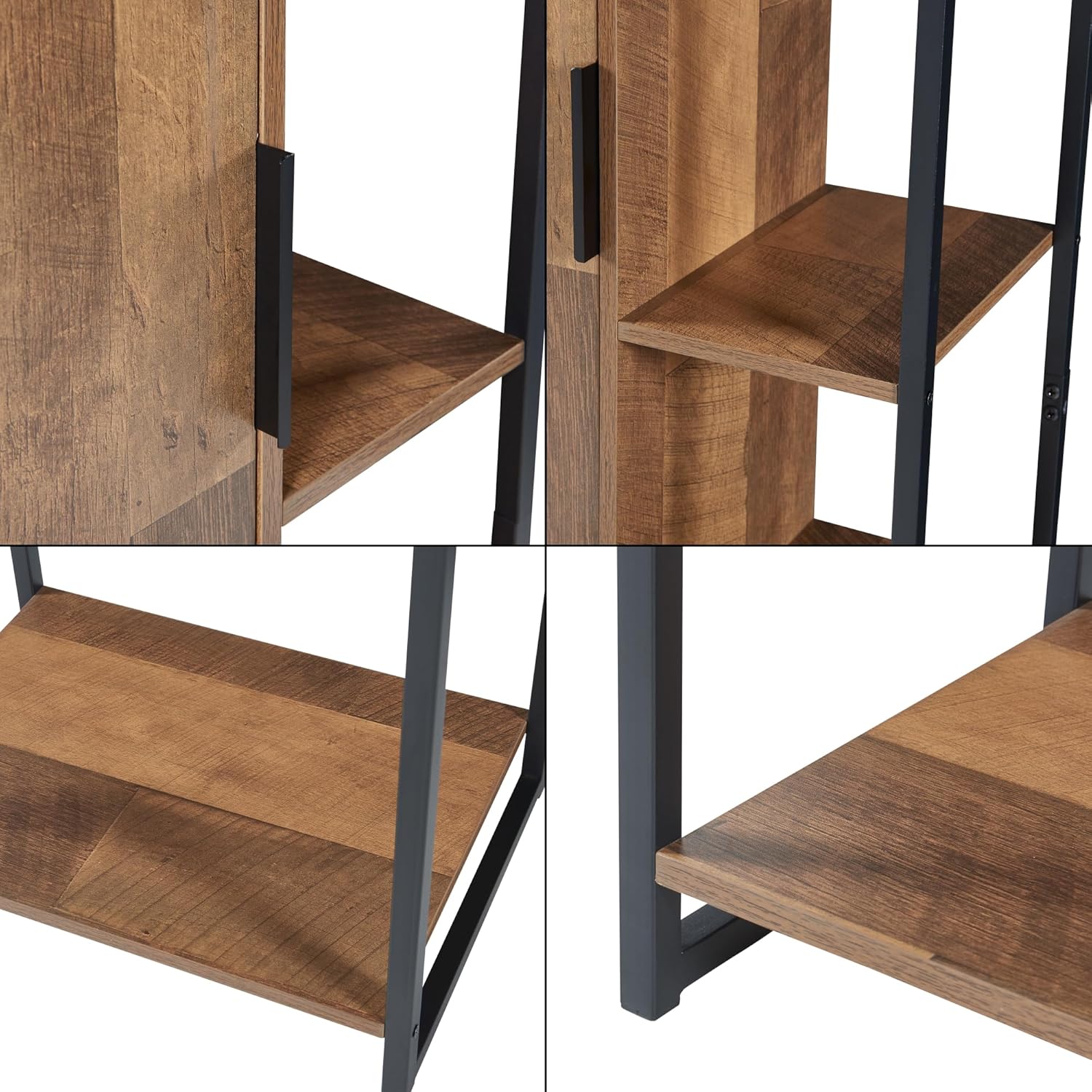 Walnut Tall Bathroom Cabinet 11 Shelf Storage Unit