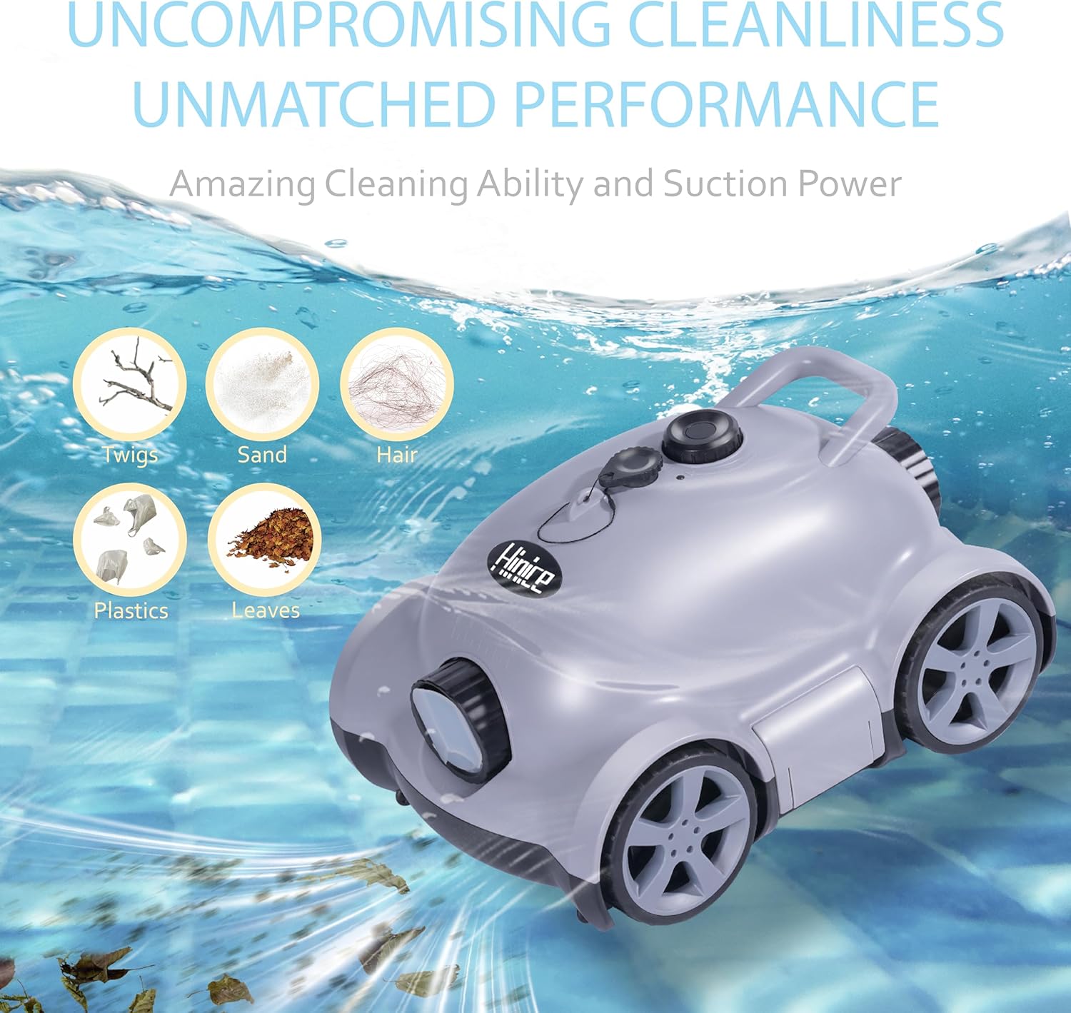Cordless Pool Vacuum Robot 150min Runtime Auto Cleaner Waterproof
