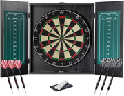 18in Dartboard Cabinet Set Sisal Board Steel Tip Darts Scoreboard