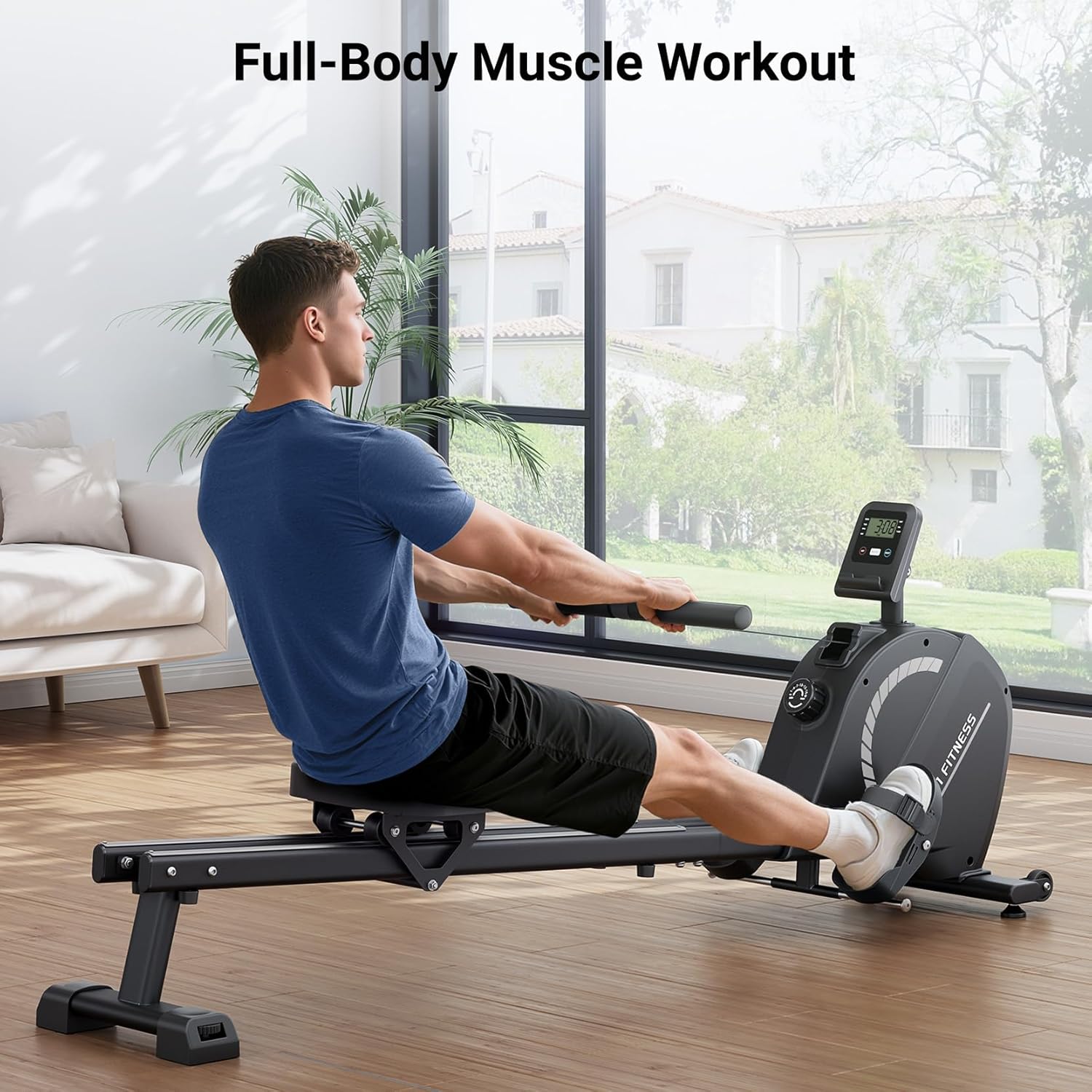 Magnetic Rowing Machine 16 Resistance Home Rower LCD Trainer