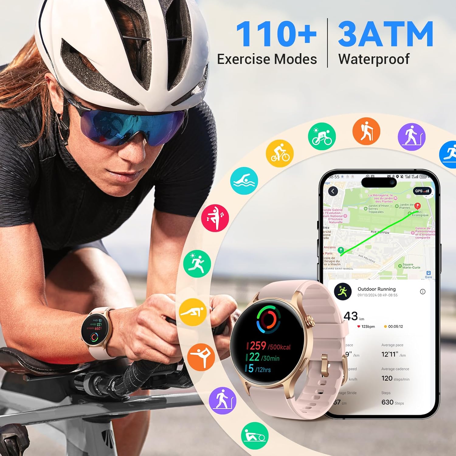 Ladies AMOLED Smart Watch Call 110 Sports Waterproof