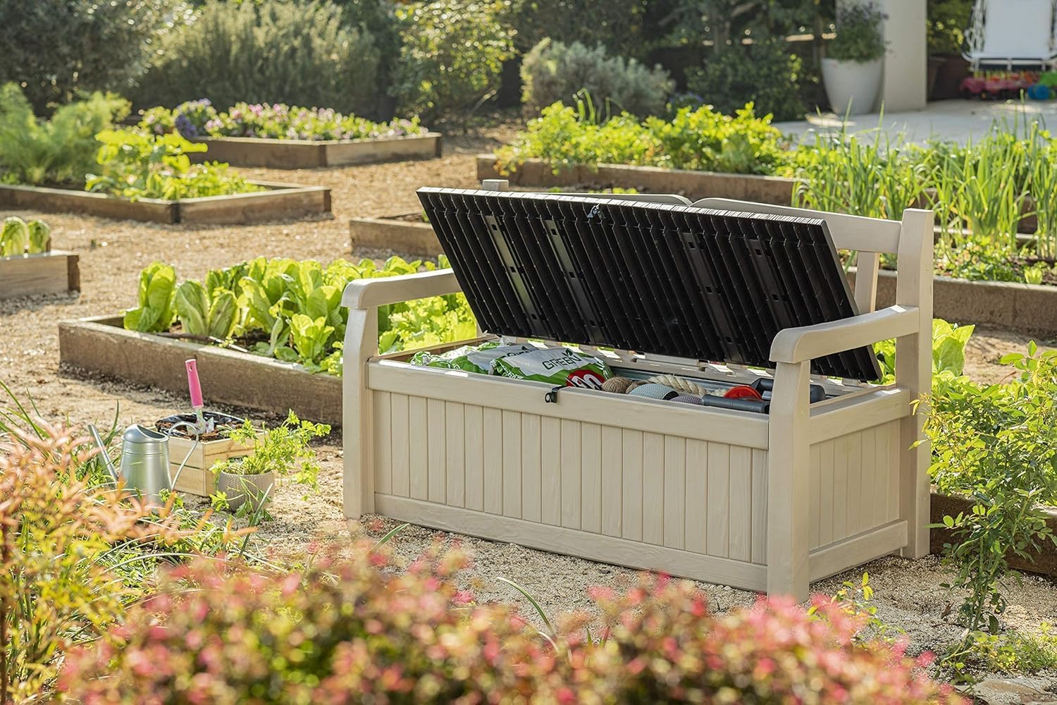 Outdoor Garden Storage Bench 265L Deck Box Seat Weatherproof Lockable