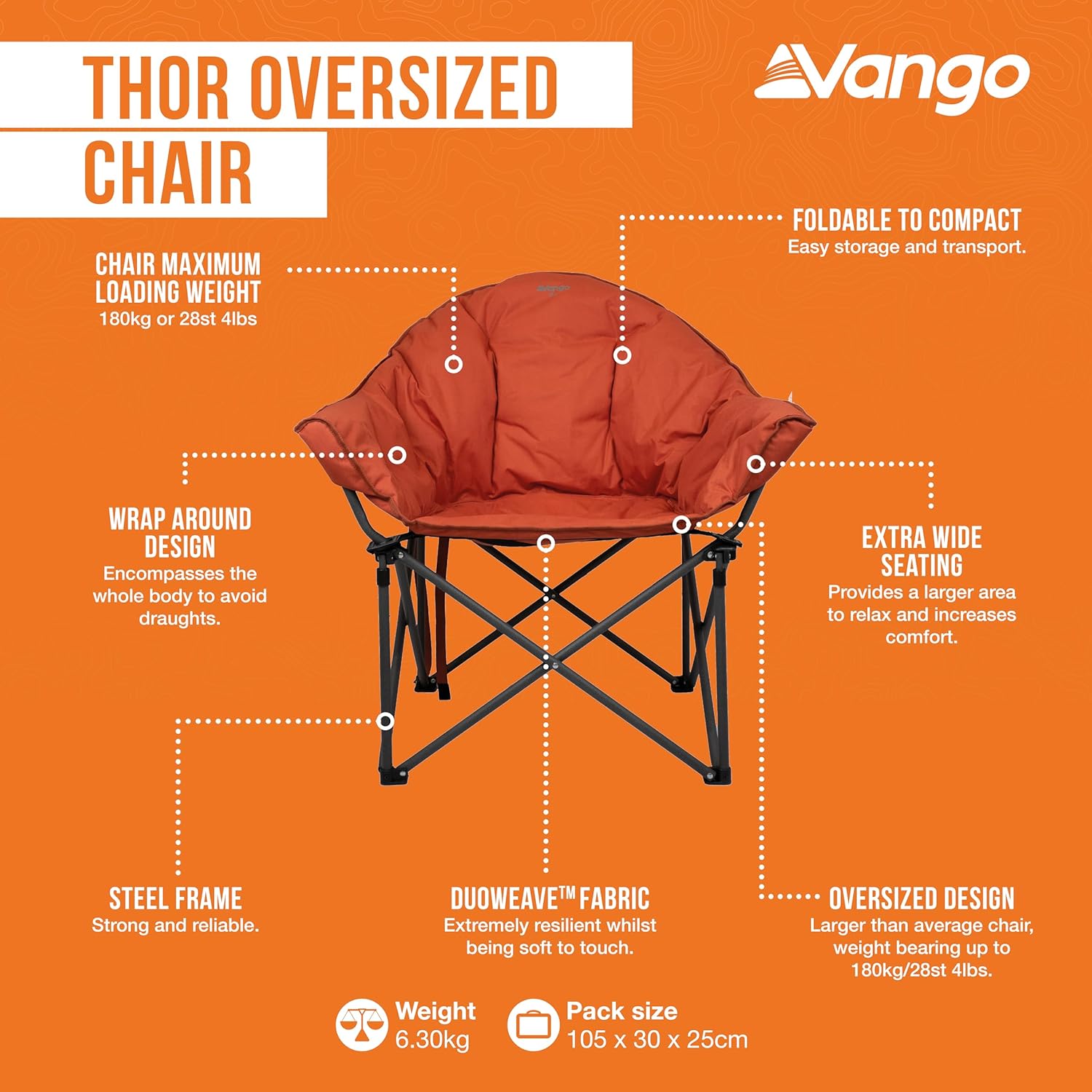 Oversized Camping Chair XL 180KG Red