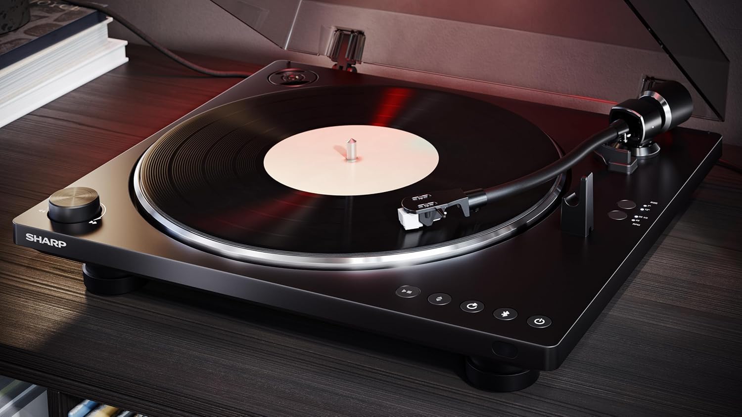Automatic Turntable Record Player Bluetooth USB-C Preamp Black