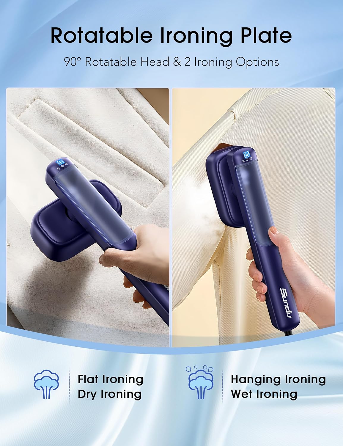 Handheld Garment Steamer Travel Iron 2 In 1 Fast Heat Wrinkle Remover