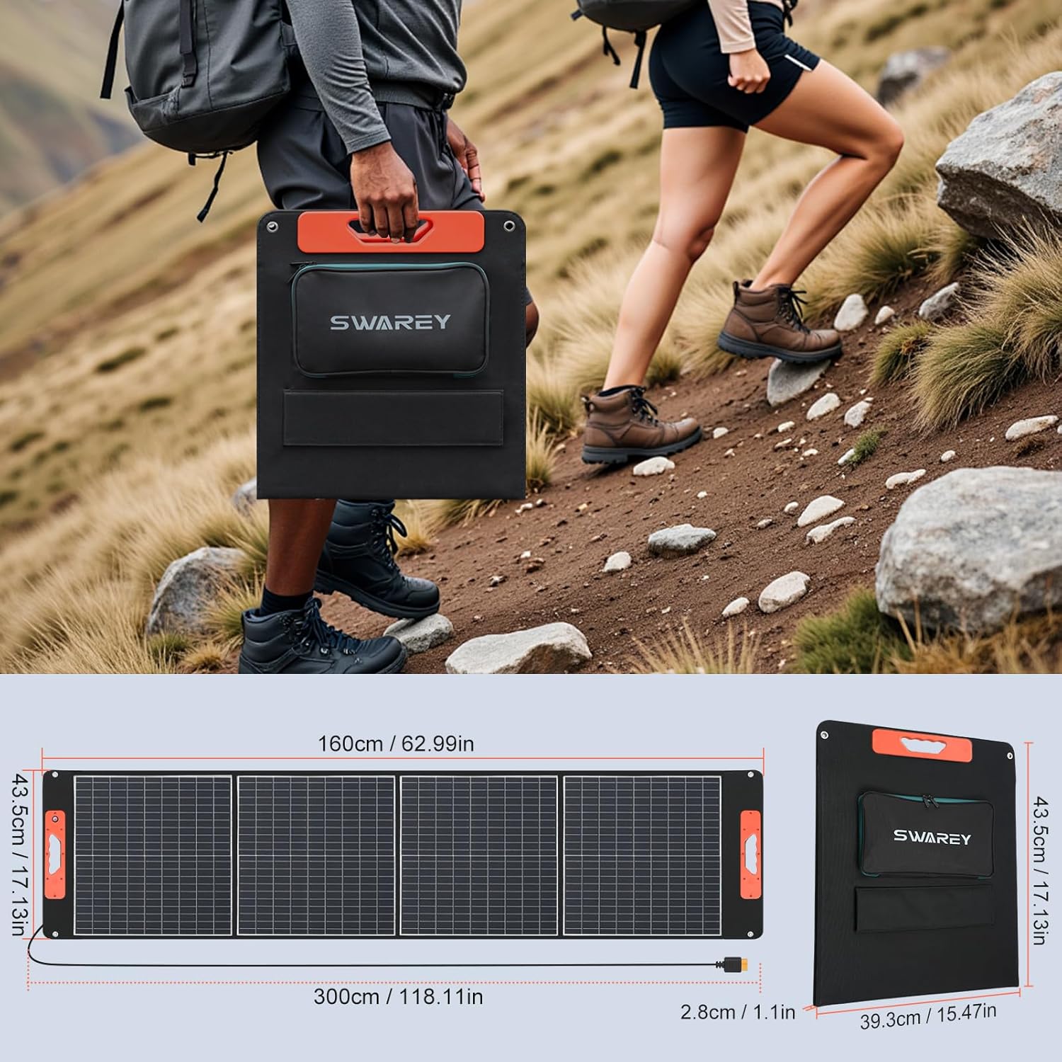 100W Foldable Solar Panel USB C 60W Portable Charger Camping