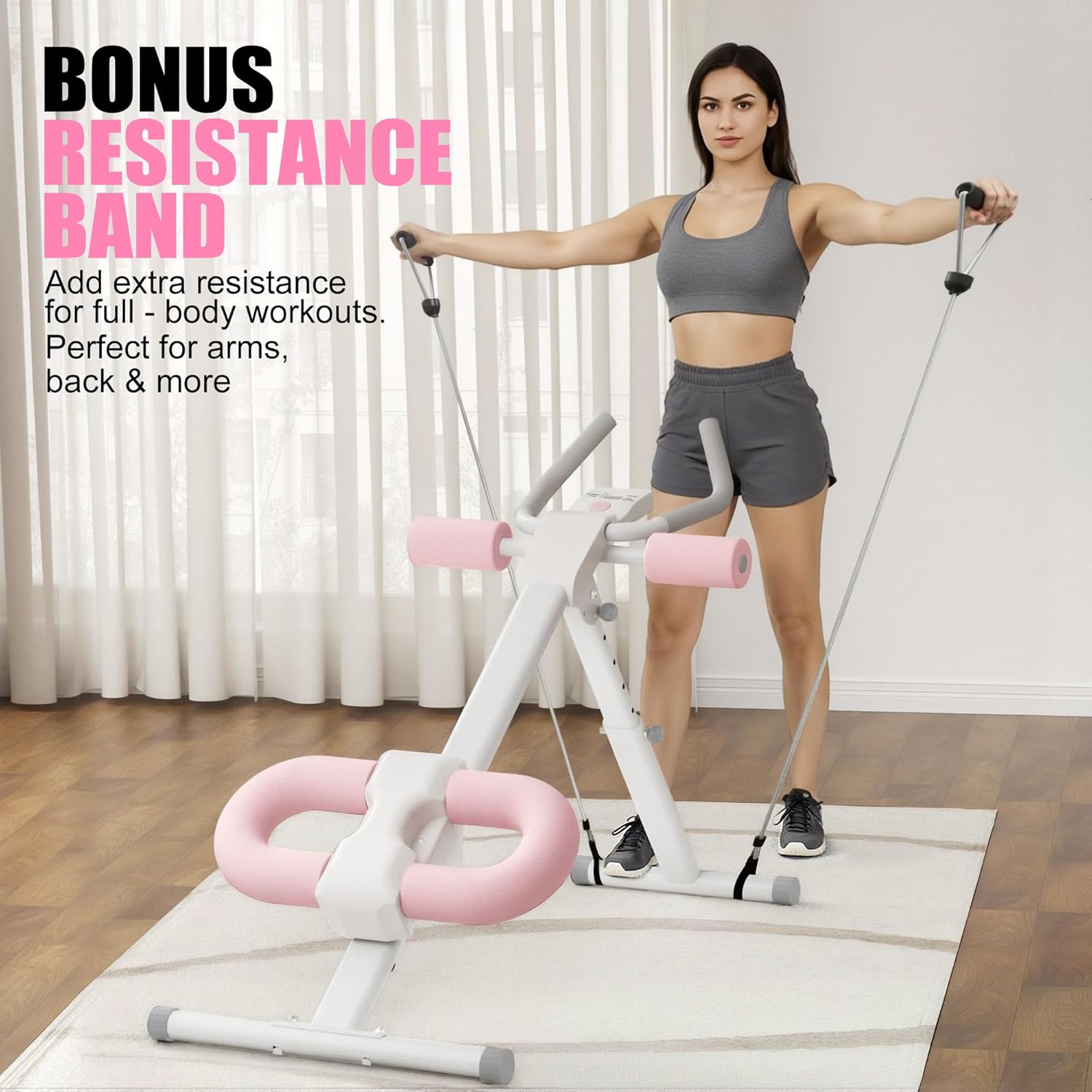 Adjustable Ab Trainer Machine Foldable Core Workout w/ LCD Monitor