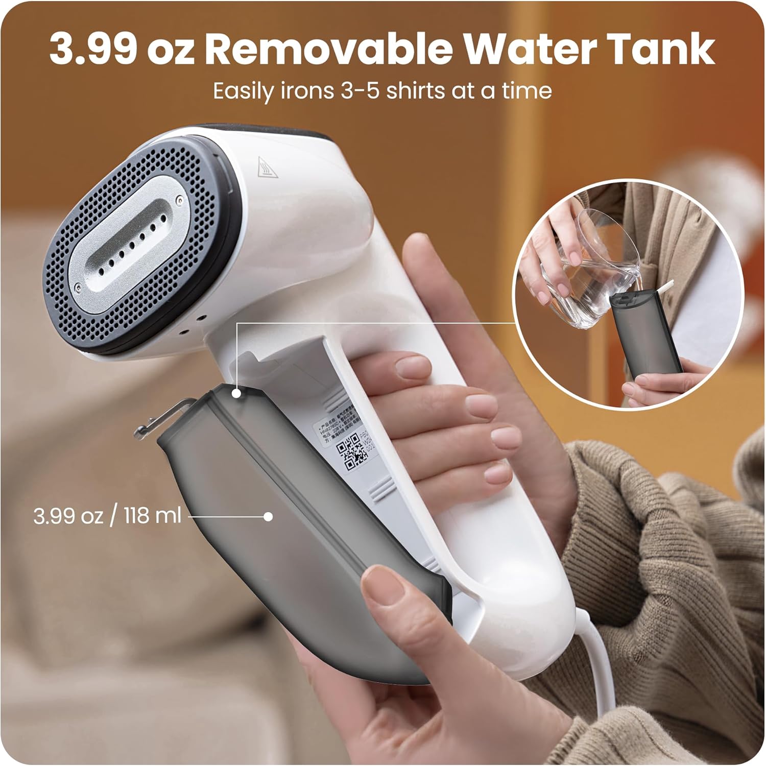 2 in 1 Vacuum Clothes Steamer Portable Garment Steamer Fast Heat