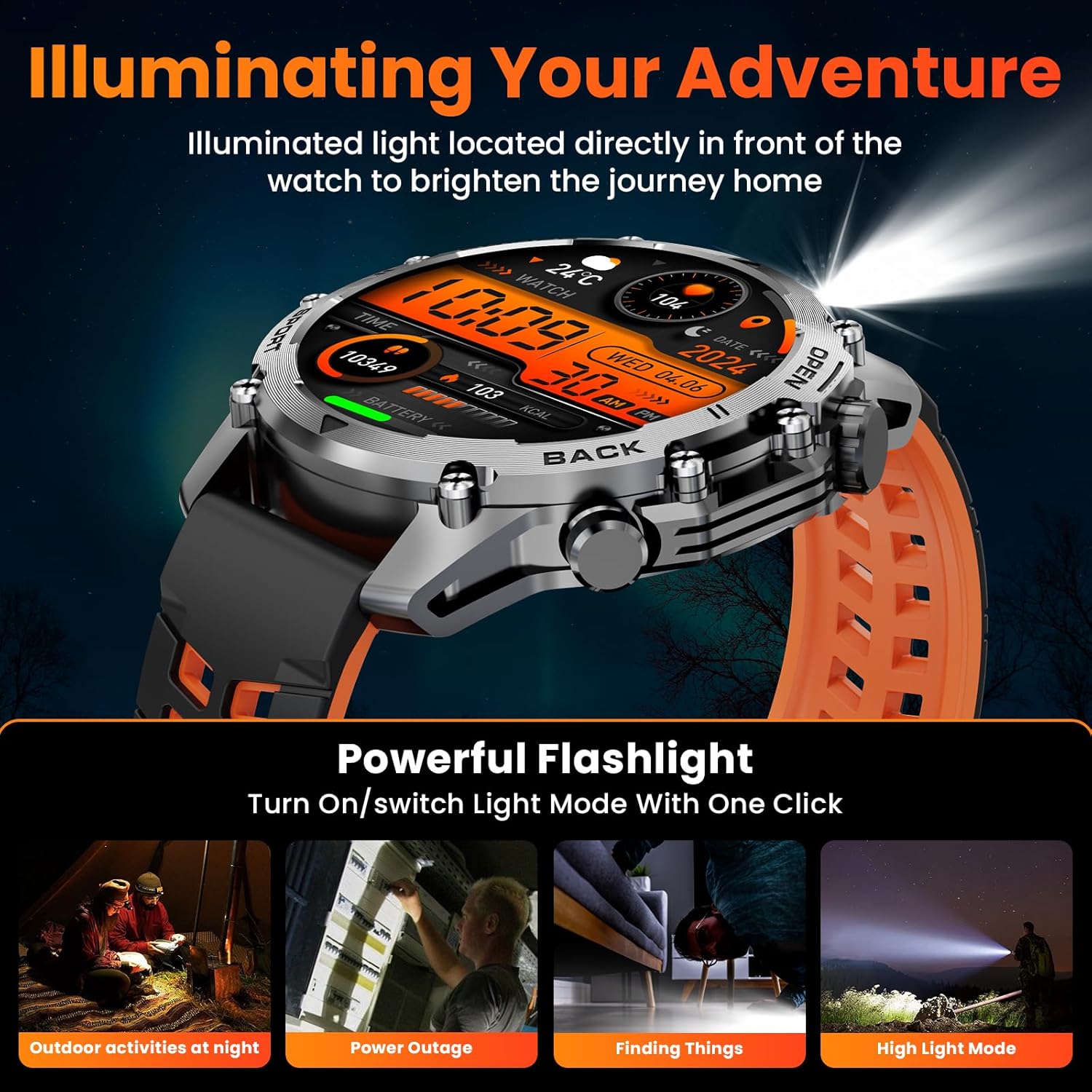 Military Smart Watch 120 Sports LED Flash 500mAh