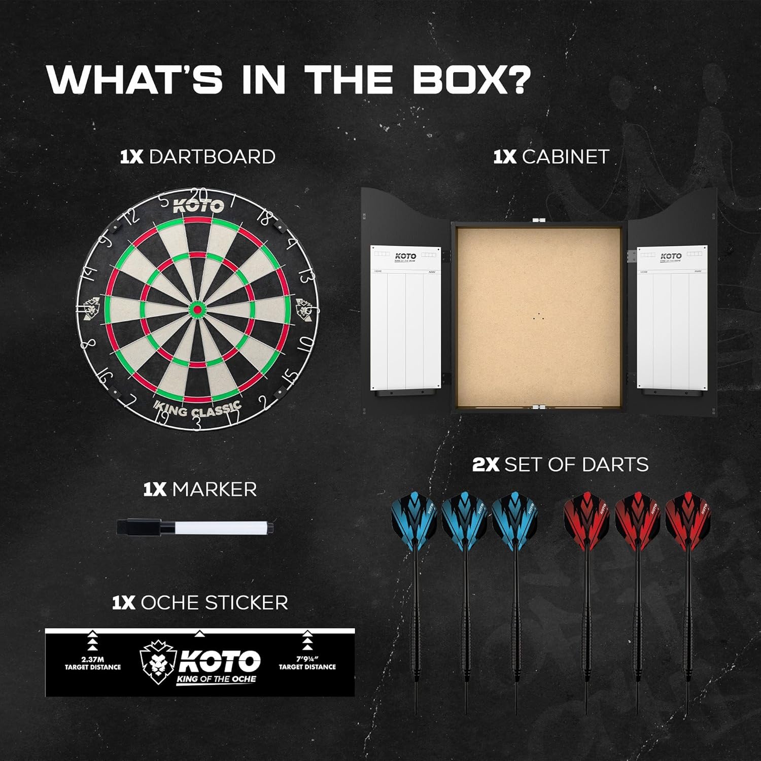 Dart Board Cabinet Set Bristle Board 2 Steel Tip Darts Scoreboard