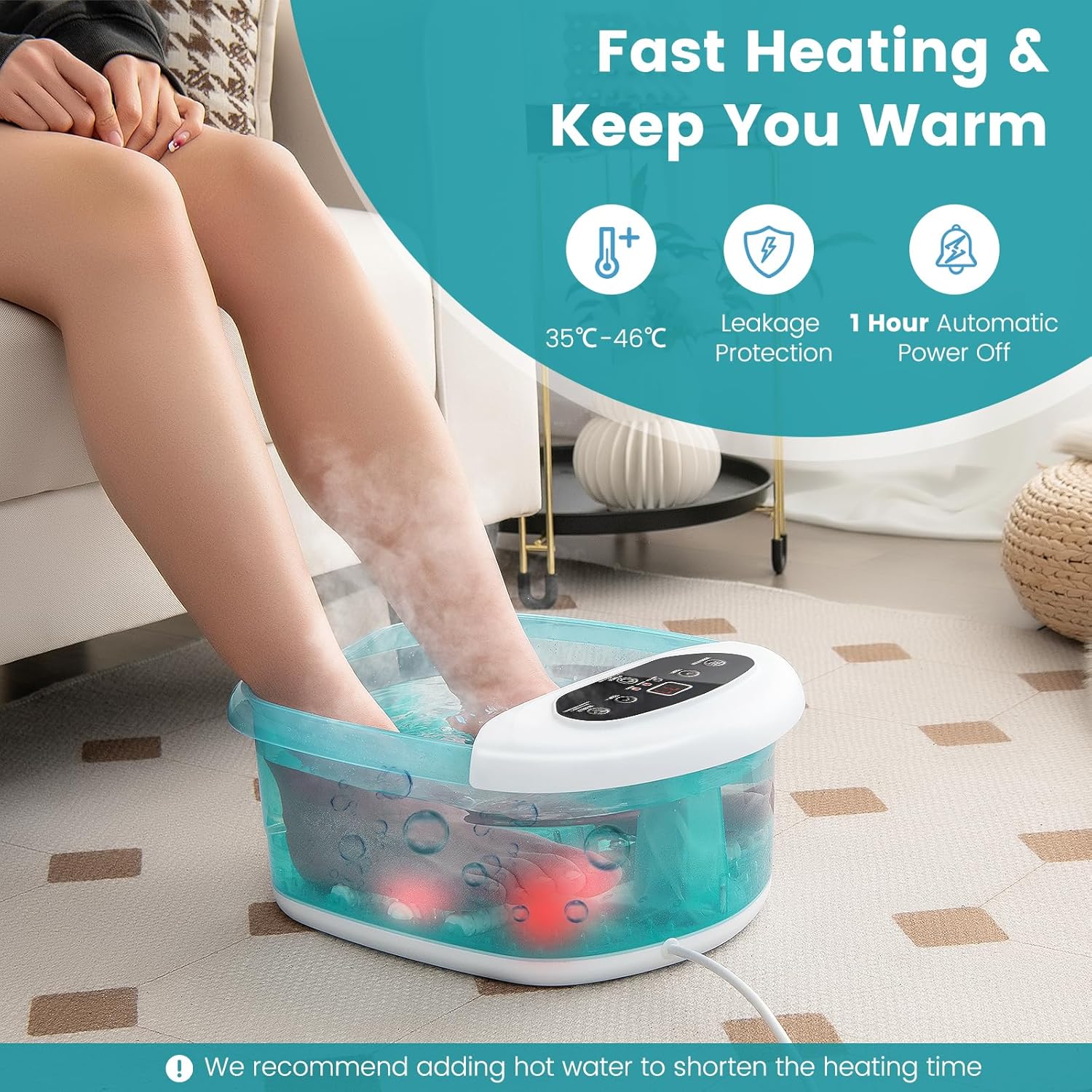 Electric Foot Spa Bath Heater Bubble Massage Roller Pedicure Tub