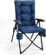 Luxury Reclining Camping Chair High Back Blue 150kg