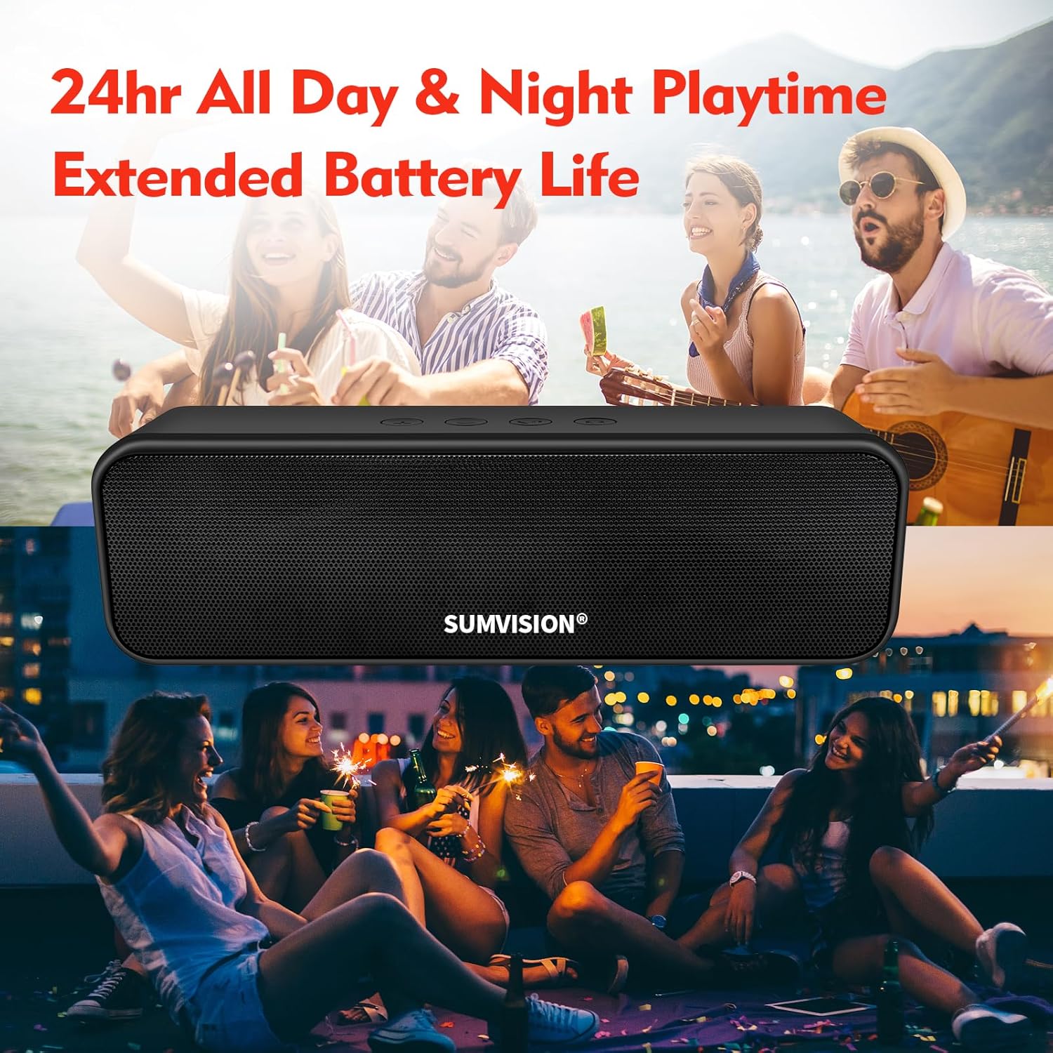 Portable Bluetooth Speaker 24H Playtime RGB Lights TWS USB-C